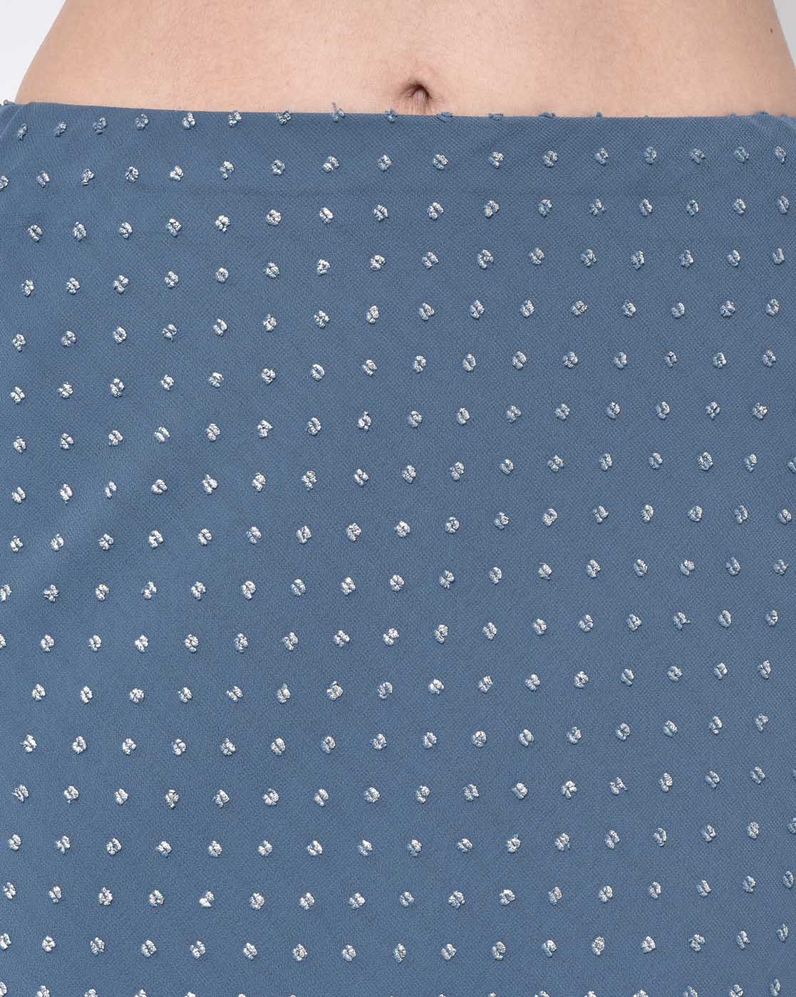 Silver Dot Stone Blue Bias Skirt for Ladies -1