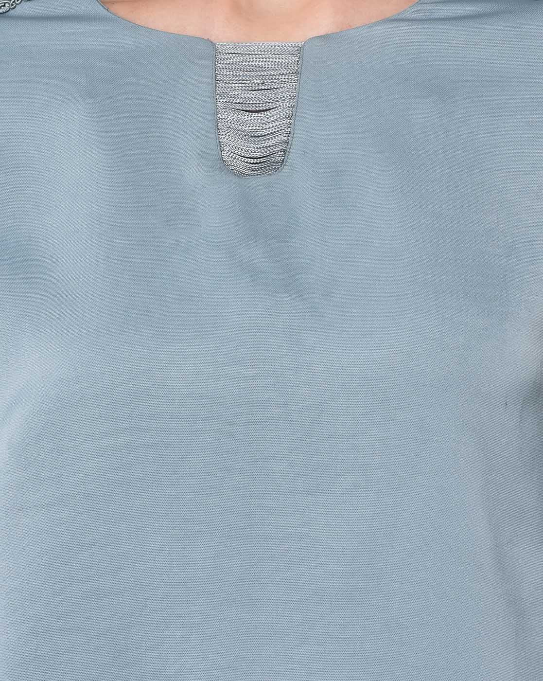 Blue Top With Strings At Neck