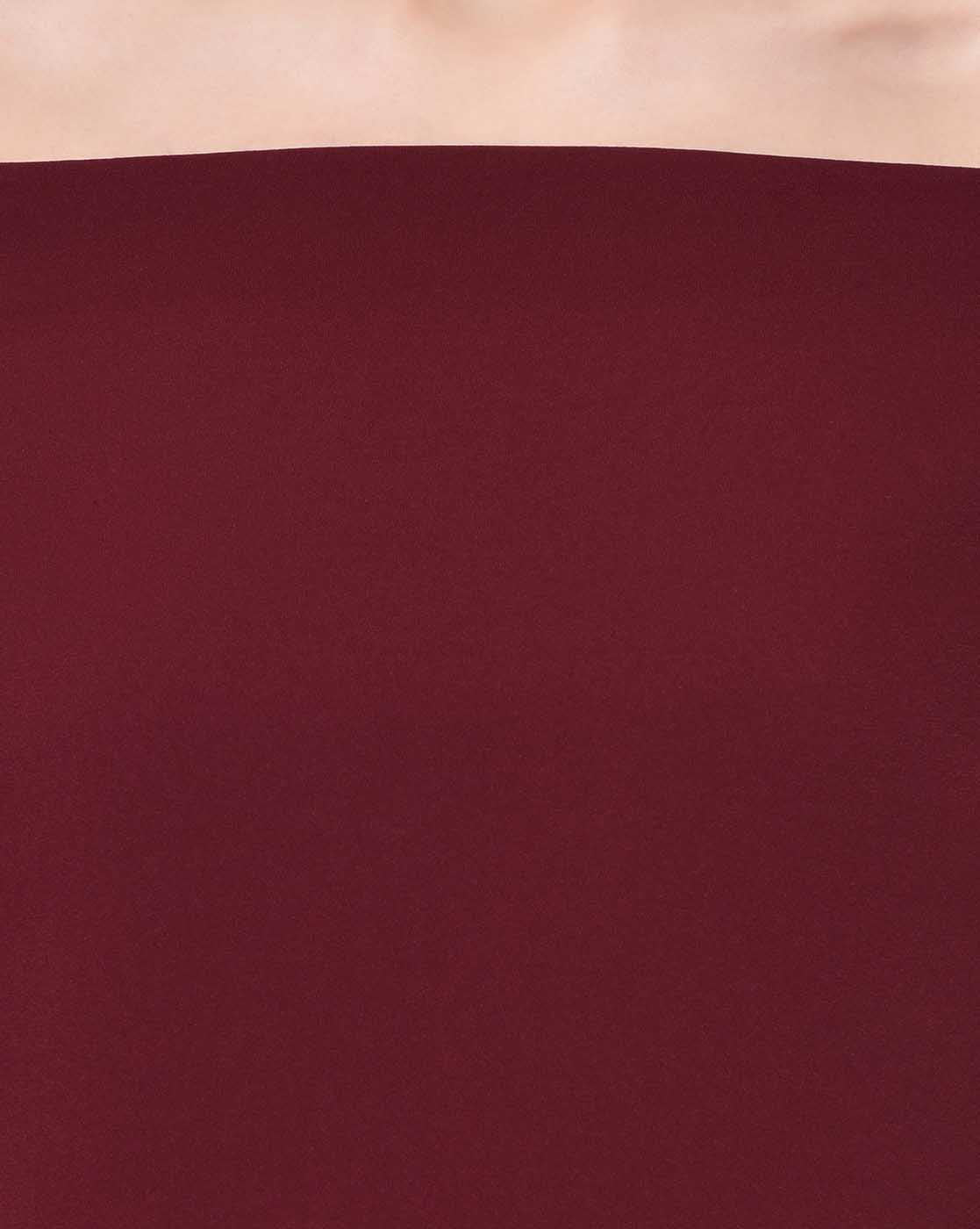 Maroon Off Shoulder Tie Up Top