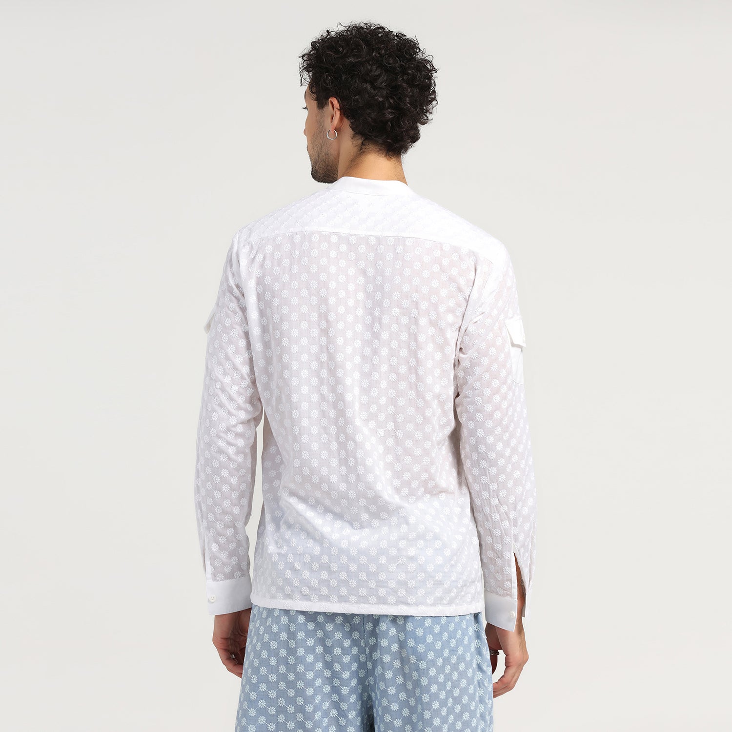 White Schiffle Patch Shirt for Men -5