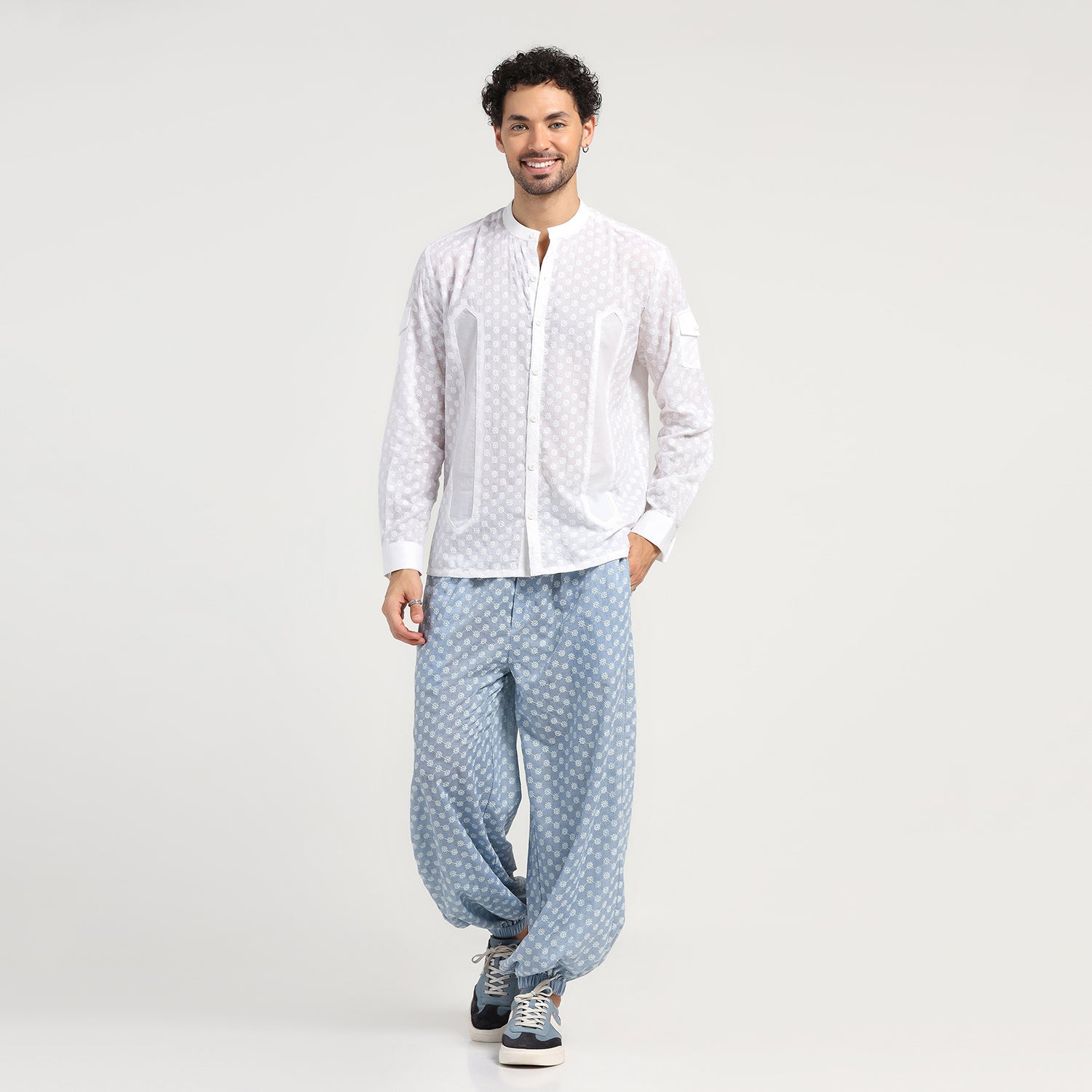 White Schiffle Patch Shirt for Men -1