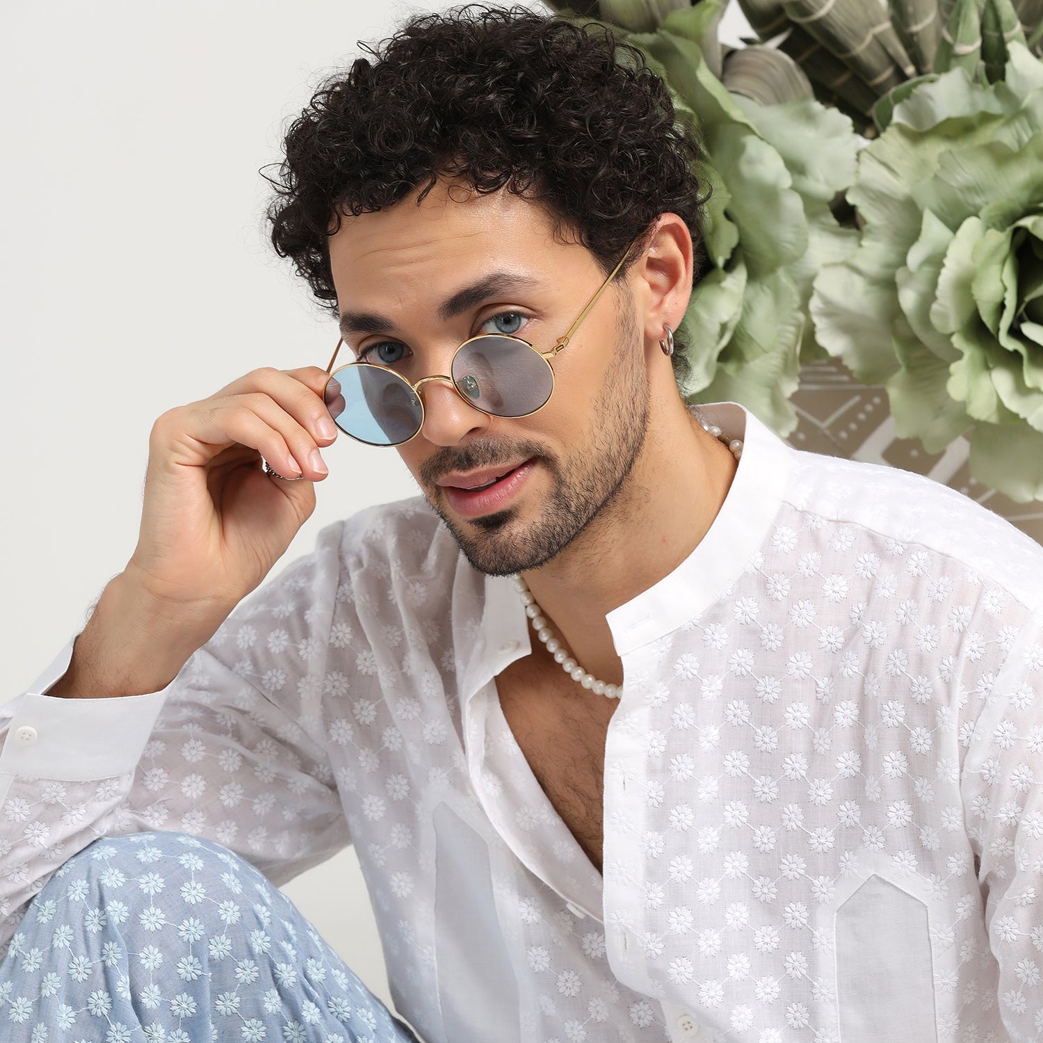 White Schiffle Patch Shirt for Men