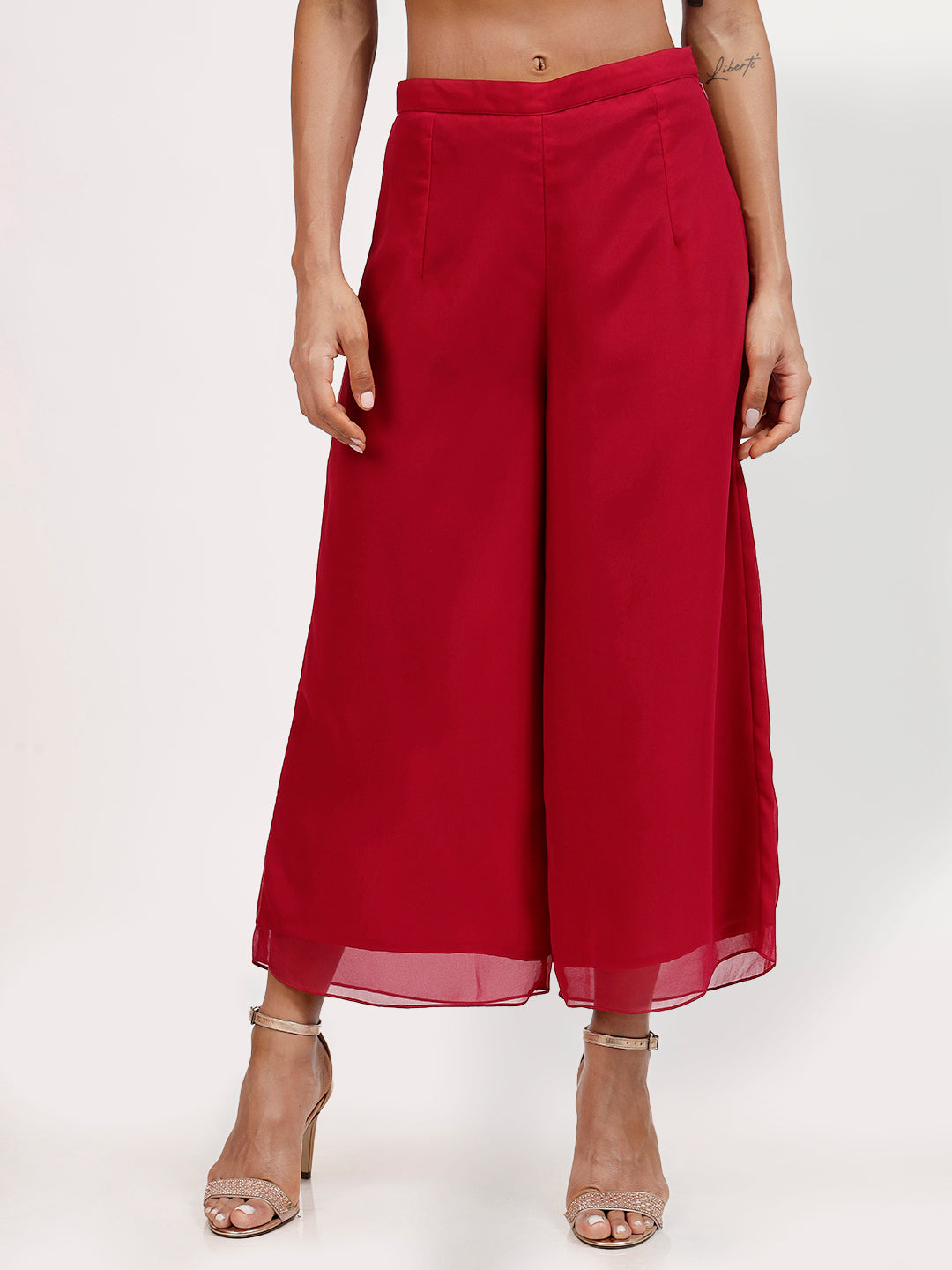 Pink Georgette Plazzo