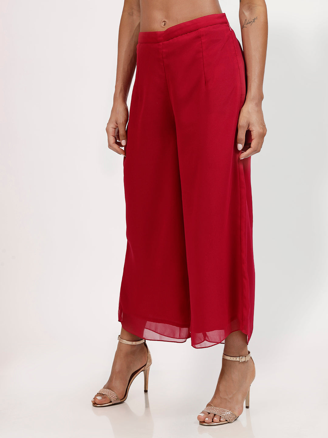 Pink Georgette Plazzo