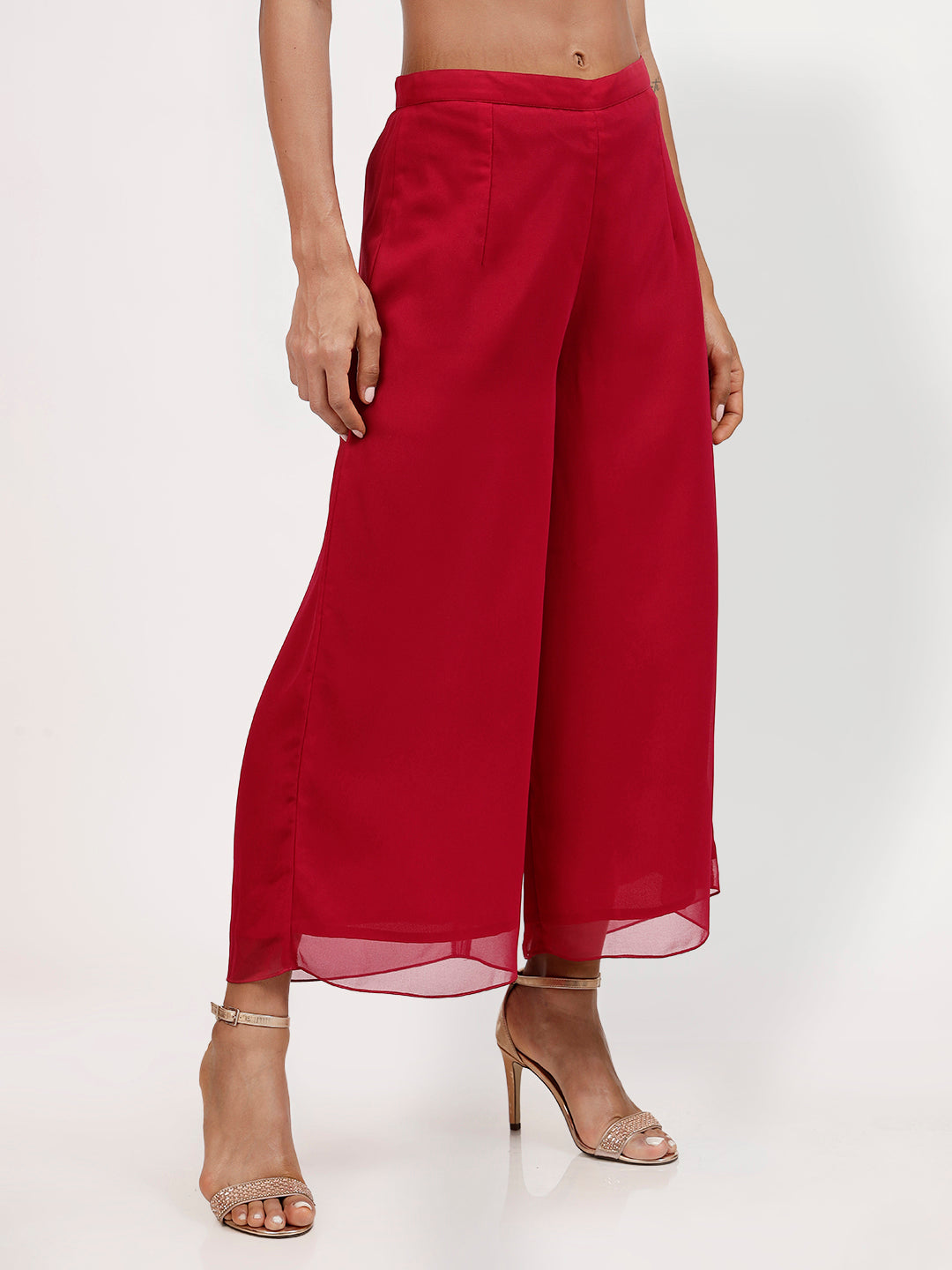 Pink Georgette Plazzo