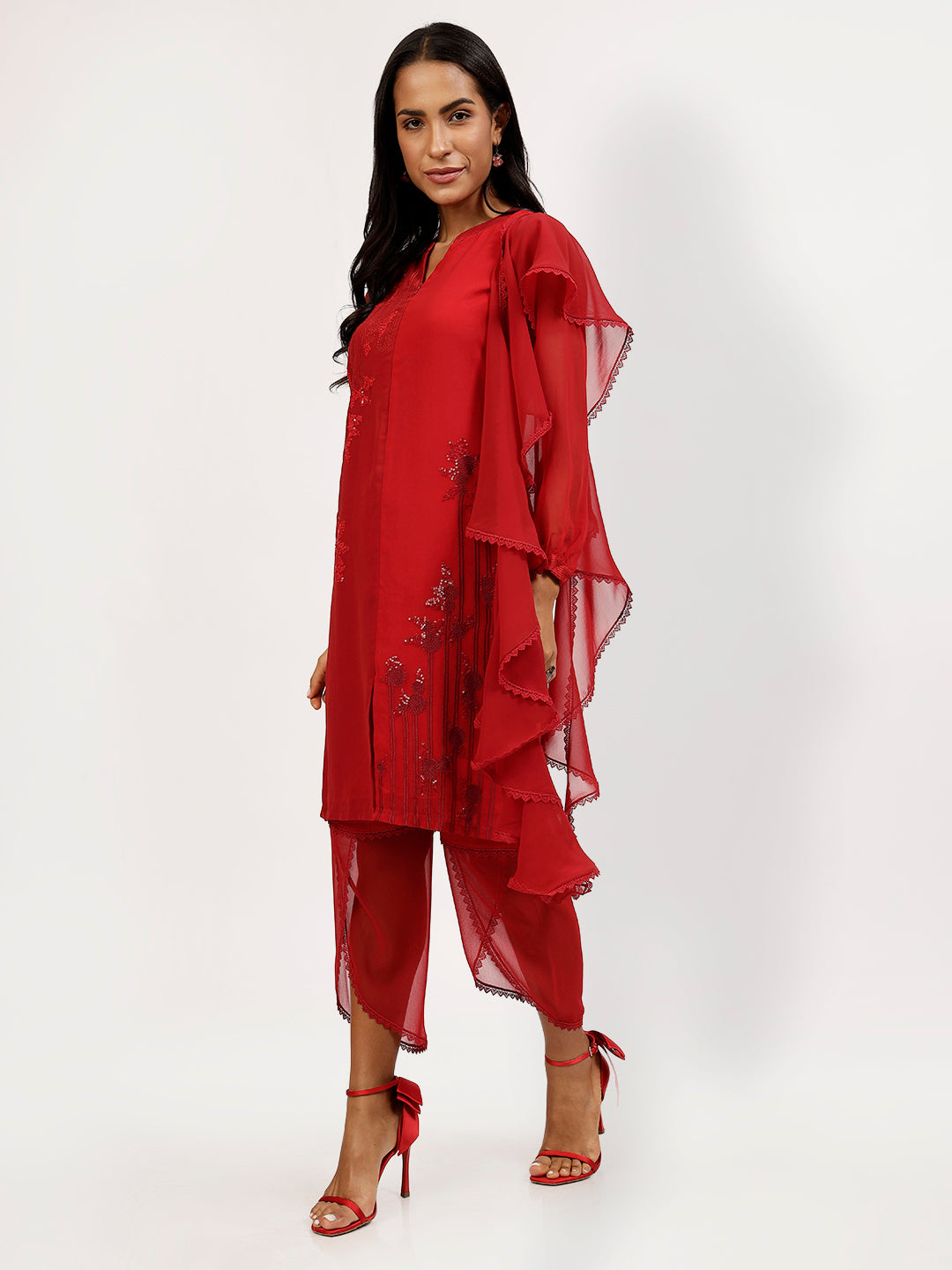 Maroon Georgette Swirl Duppatta