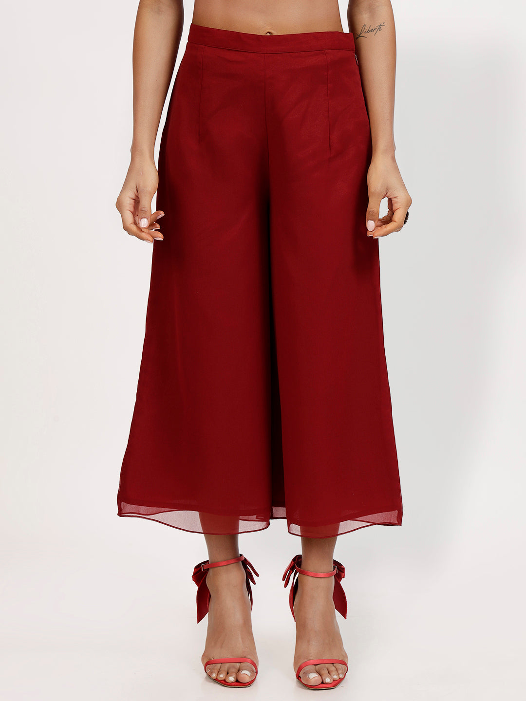 Maroon Georgette Plazzo