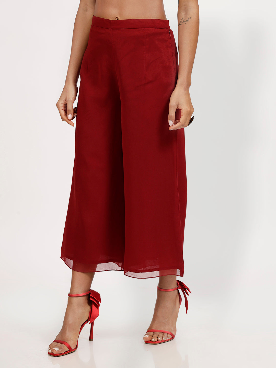 Maroon Georgette Plazzo