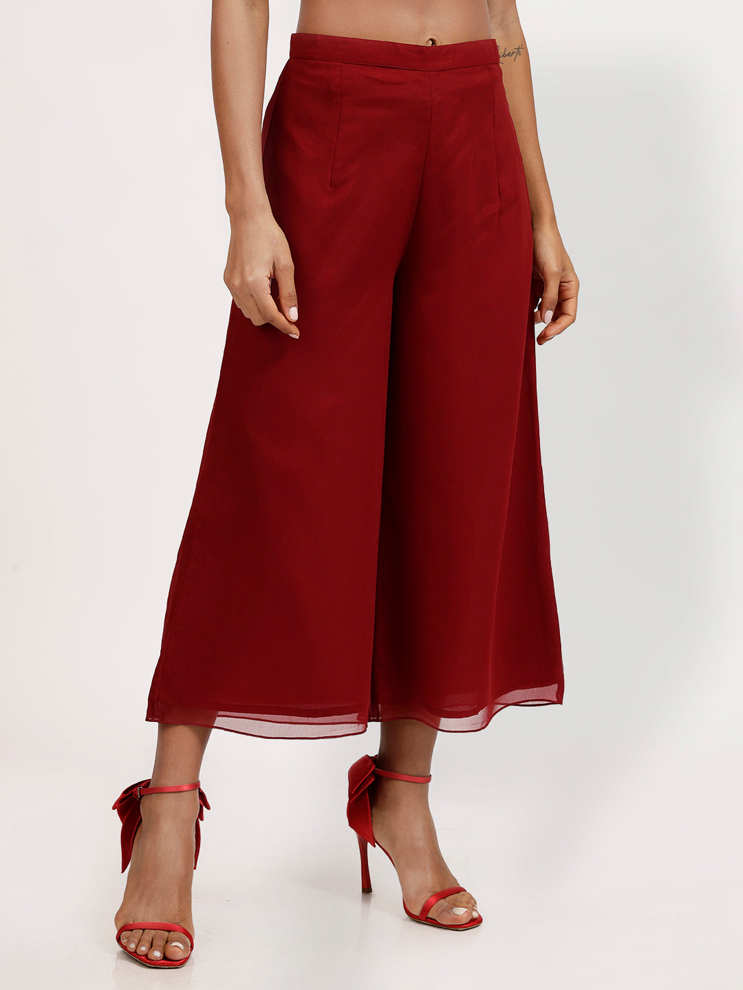 Maroon Georgette Plazzo