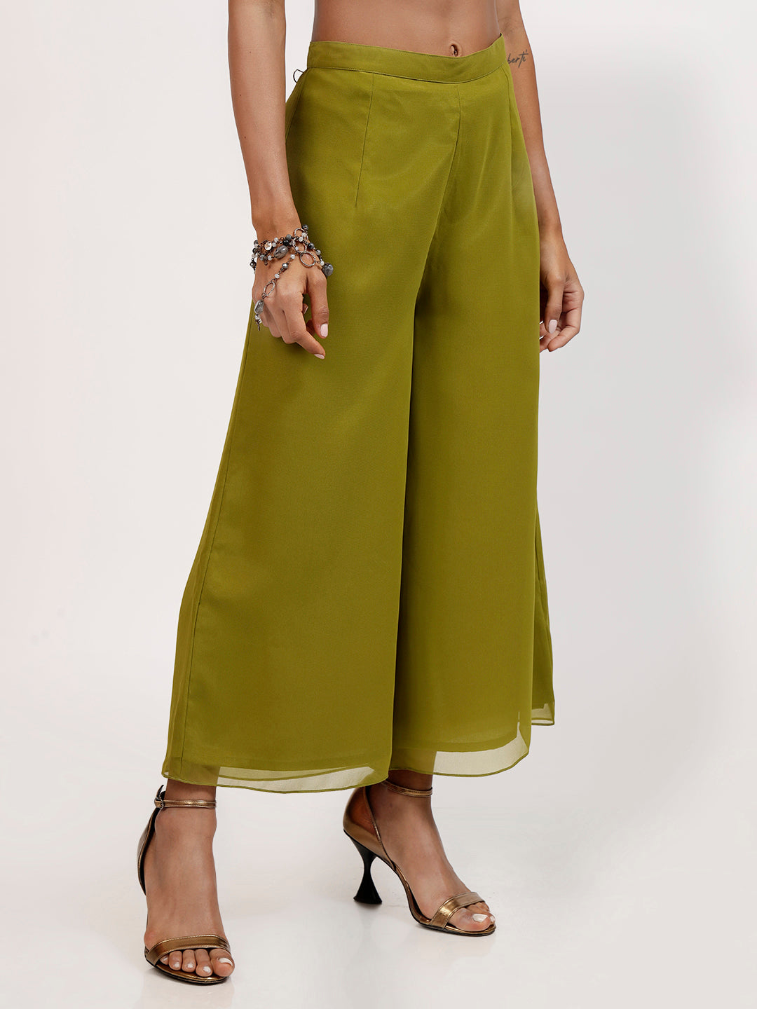 Olive Georgette Plazzo