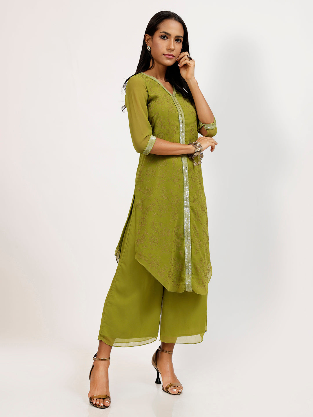 Olive Georgette Plazzo