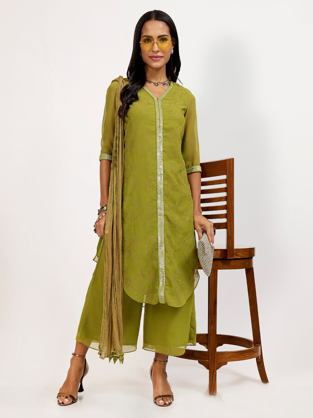 Olive Georgette Plazzo