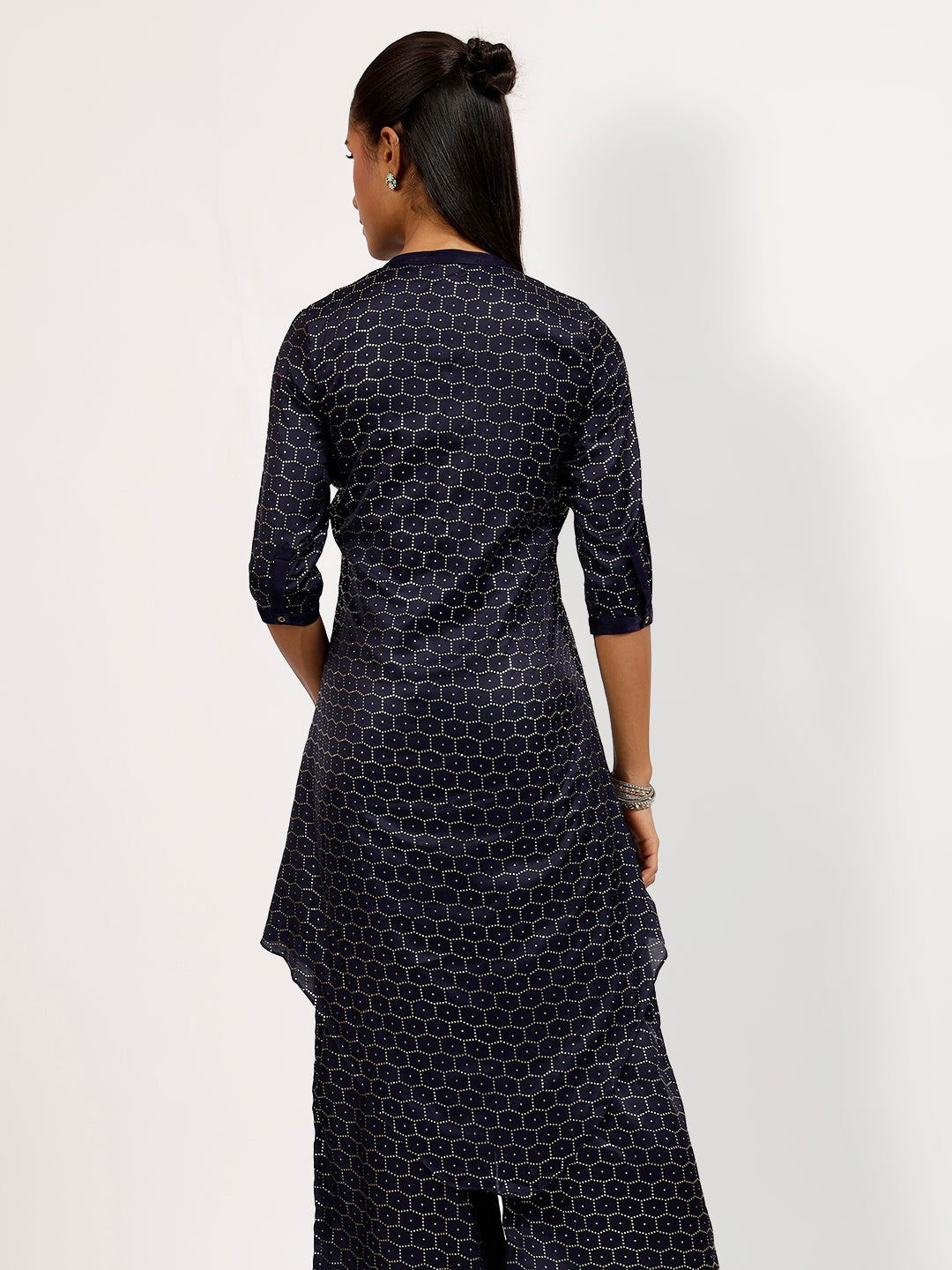 Navy Blue Tunic With Chinese Collar