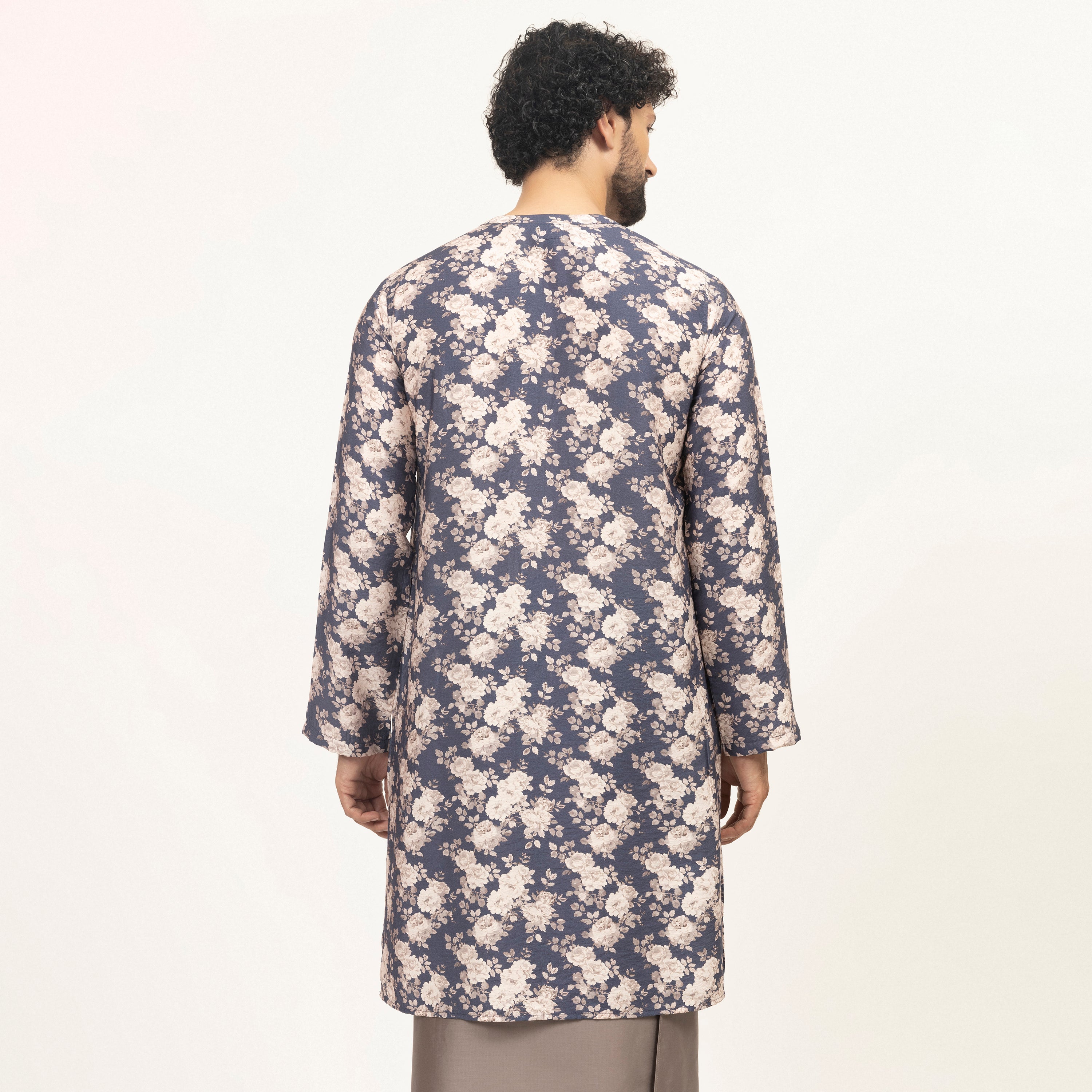 Buy Blue Floral Printed Kurta for Men-5