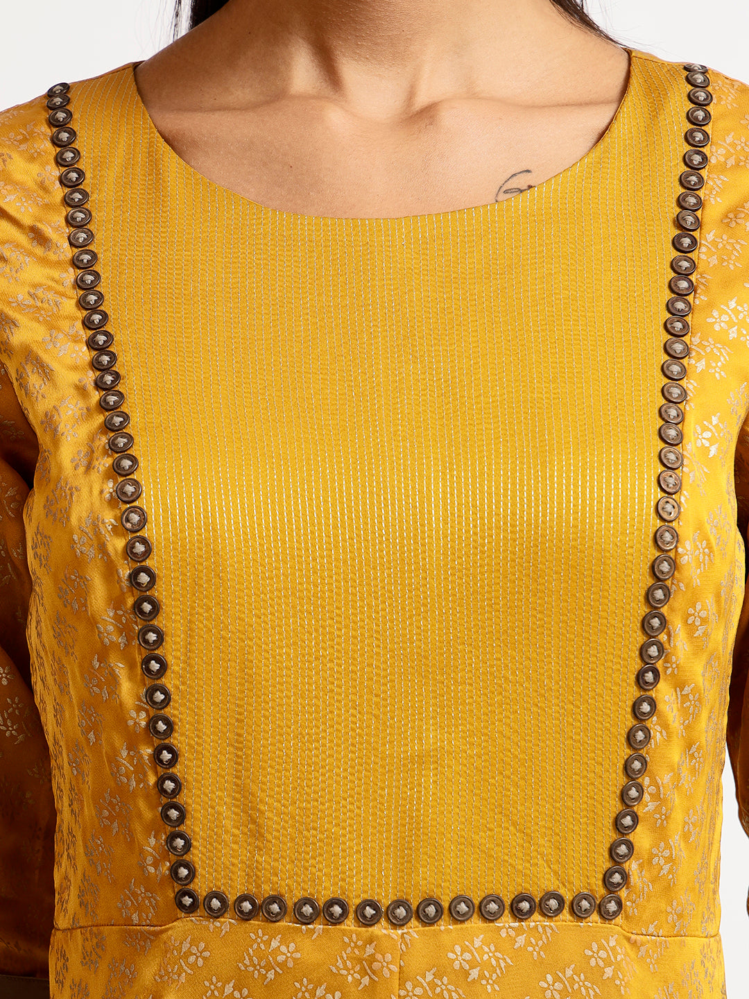 Yellow Long Double Layer Dress With Overlap At Back