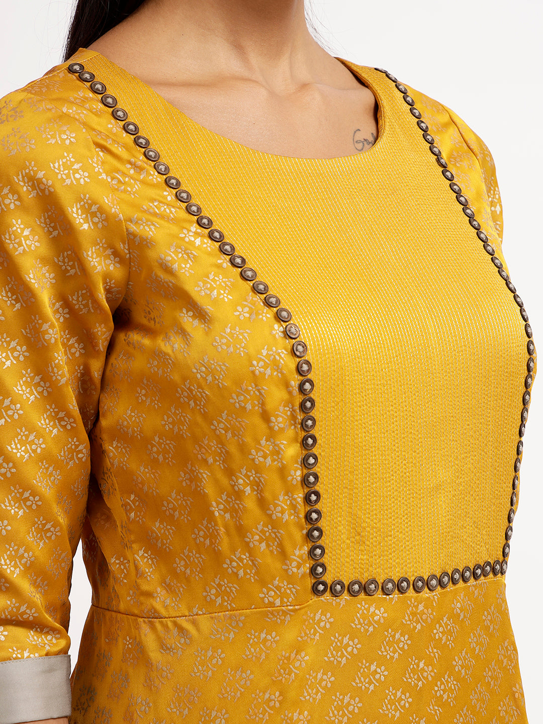 Yellow Long Double Layer Dress With Overlap At Back