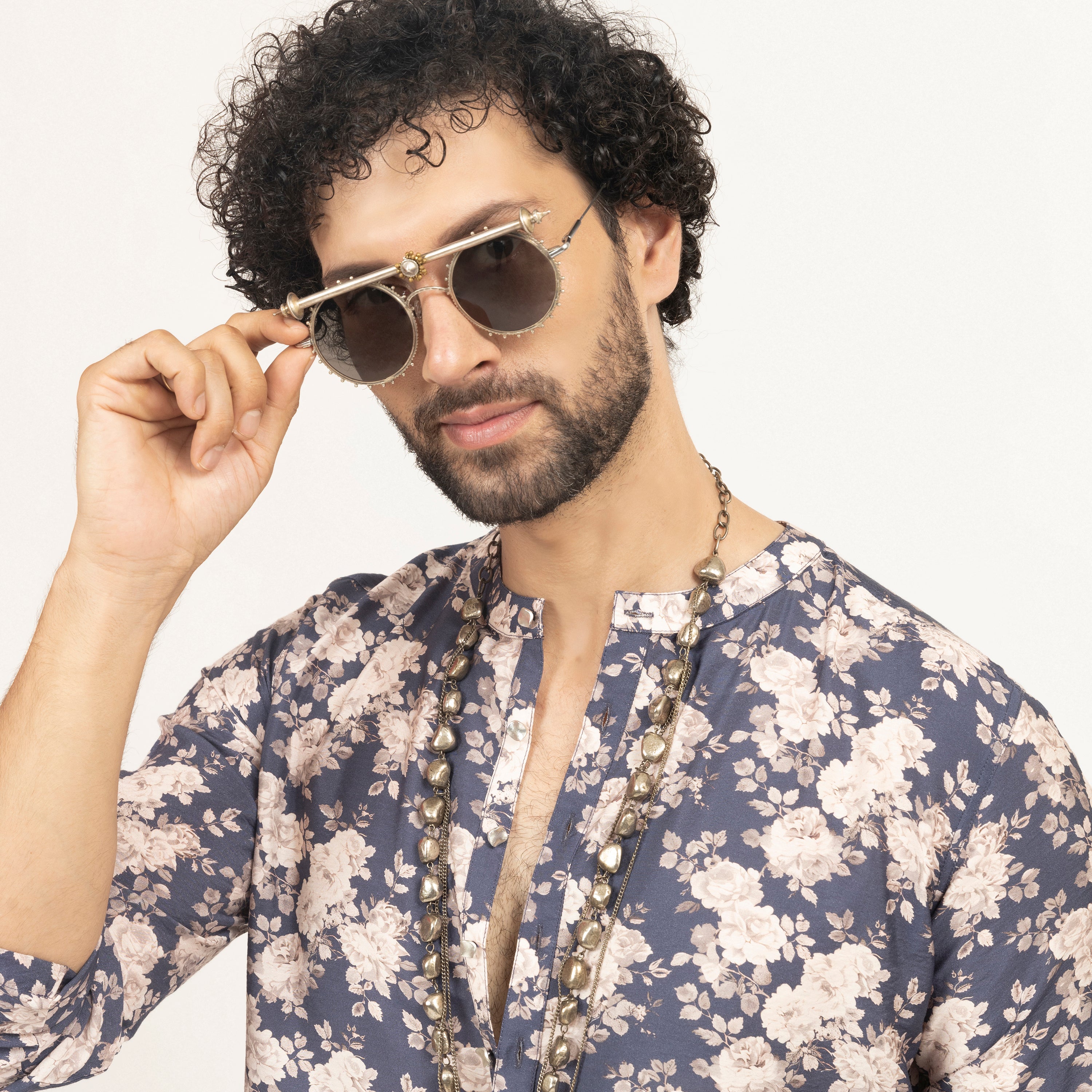 Buy Blue Floral Printed Kurta for Men