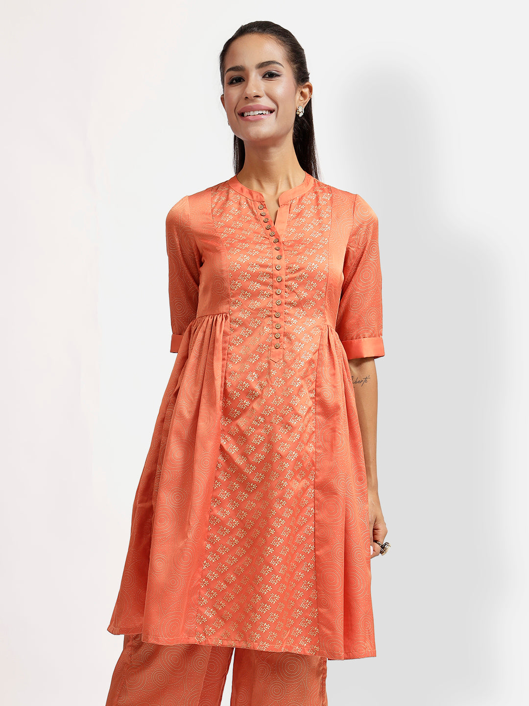 Peach Tunic With Gathers At Side