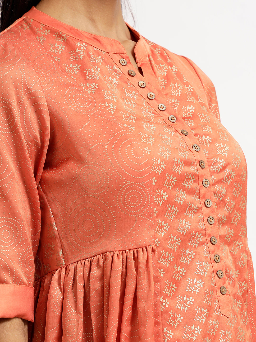 Peach Tunic With Gathers At Side