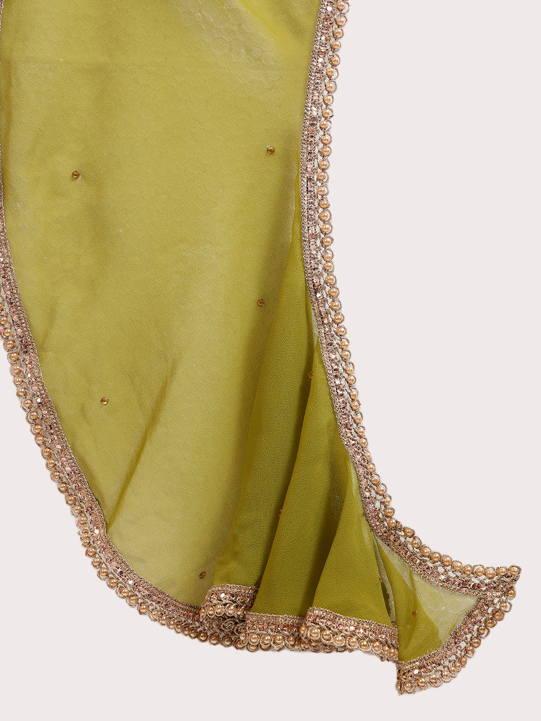 Olive Georgette Swirl Dupatta