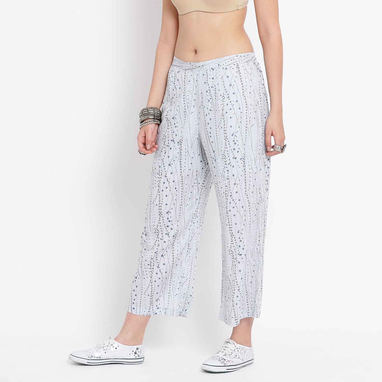 Buy Sky Blue Printed Plazzo for Women-1
