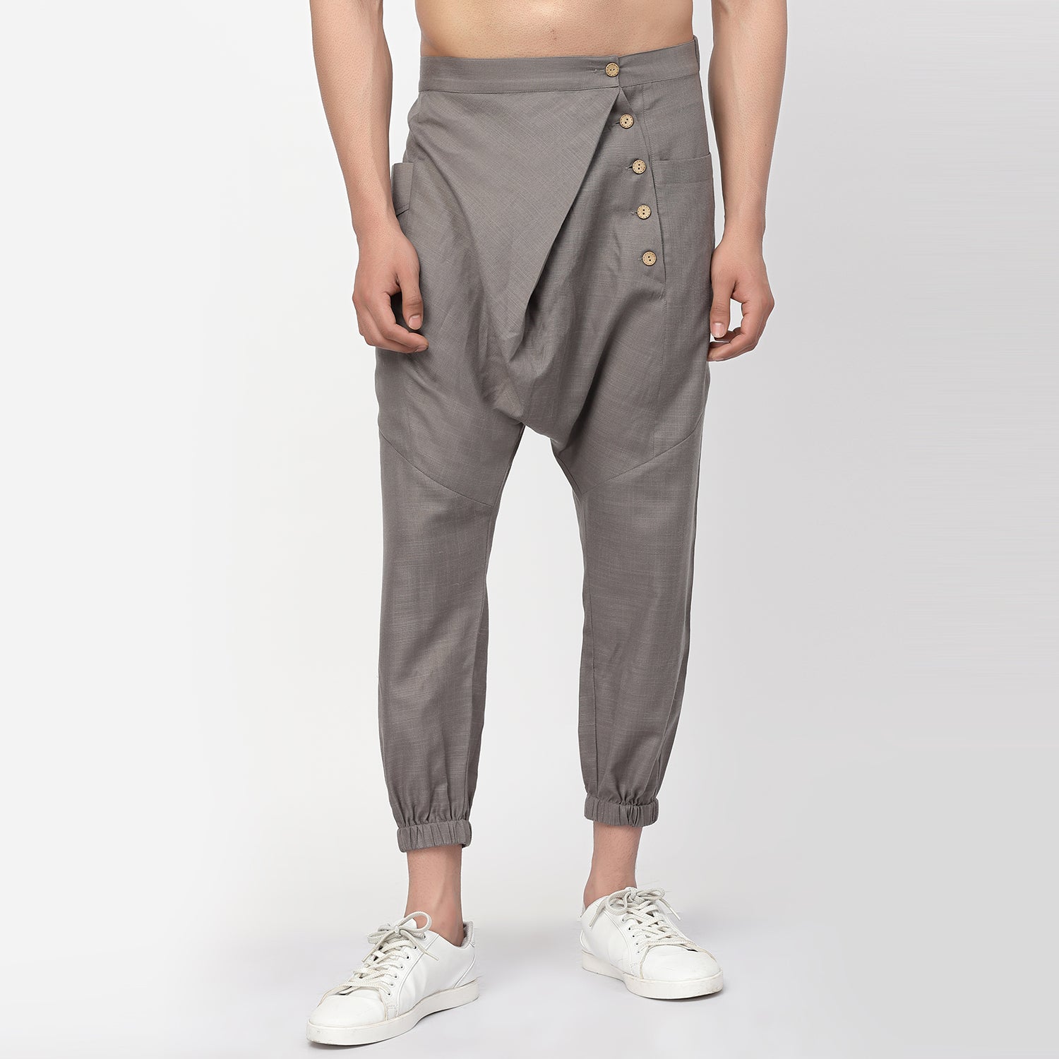 Grey Linen Harem Pant for Men