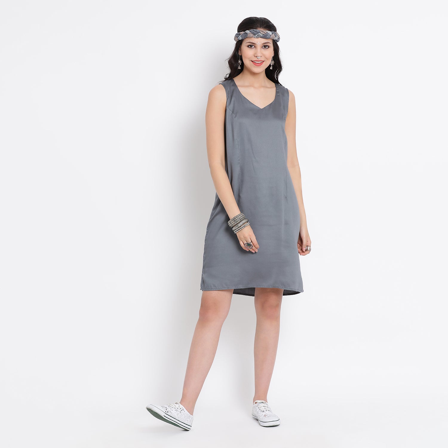 Buy Stone Blue Viscose Dresses for Women