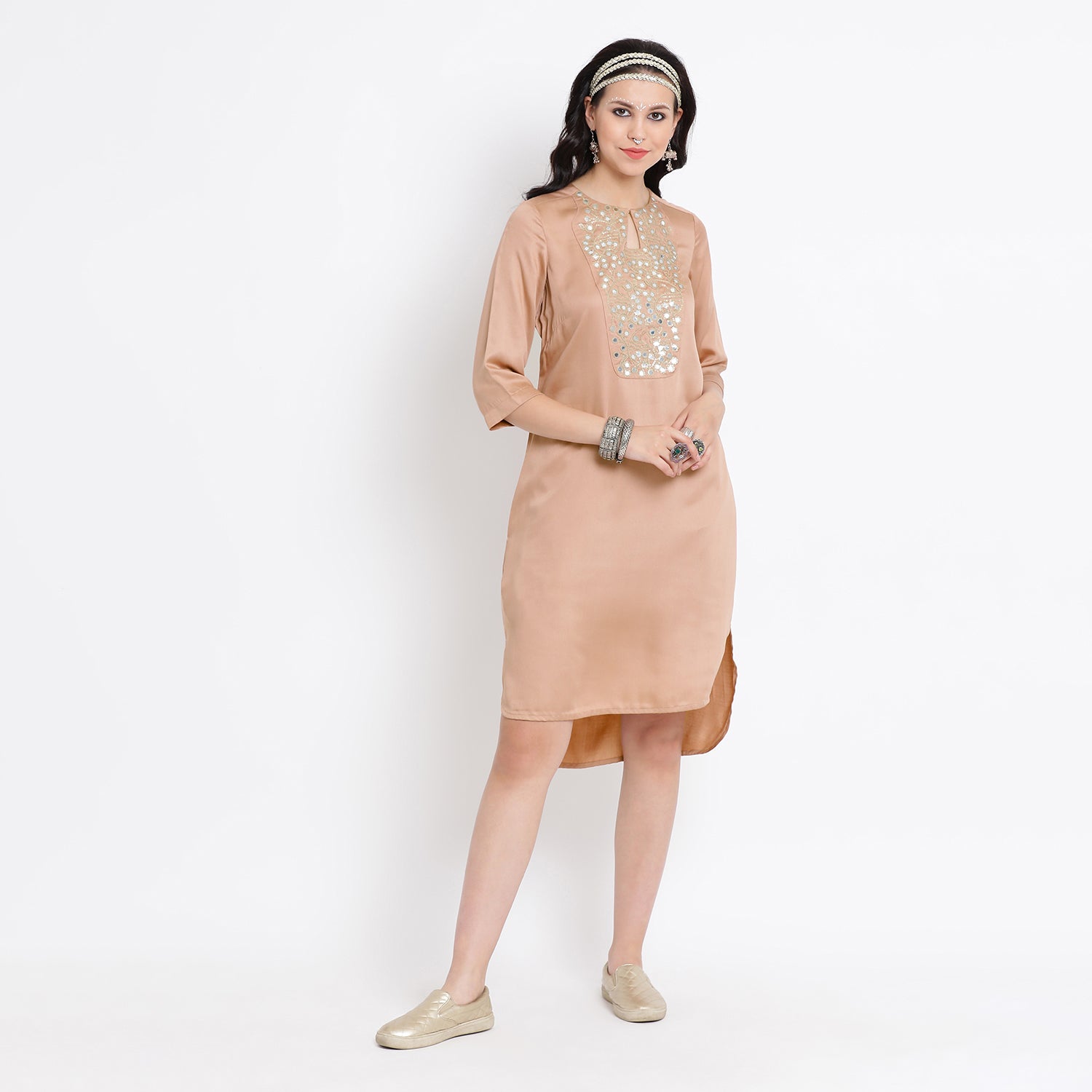Buy Pastel Pink Viscose Long Tunics for Women