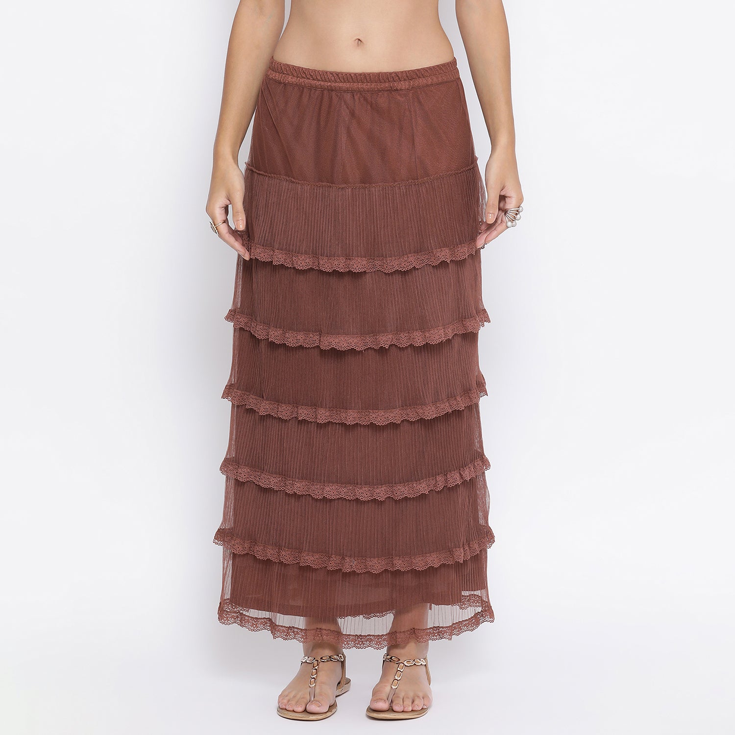 Buy Brown Net Frill Skirt for Women