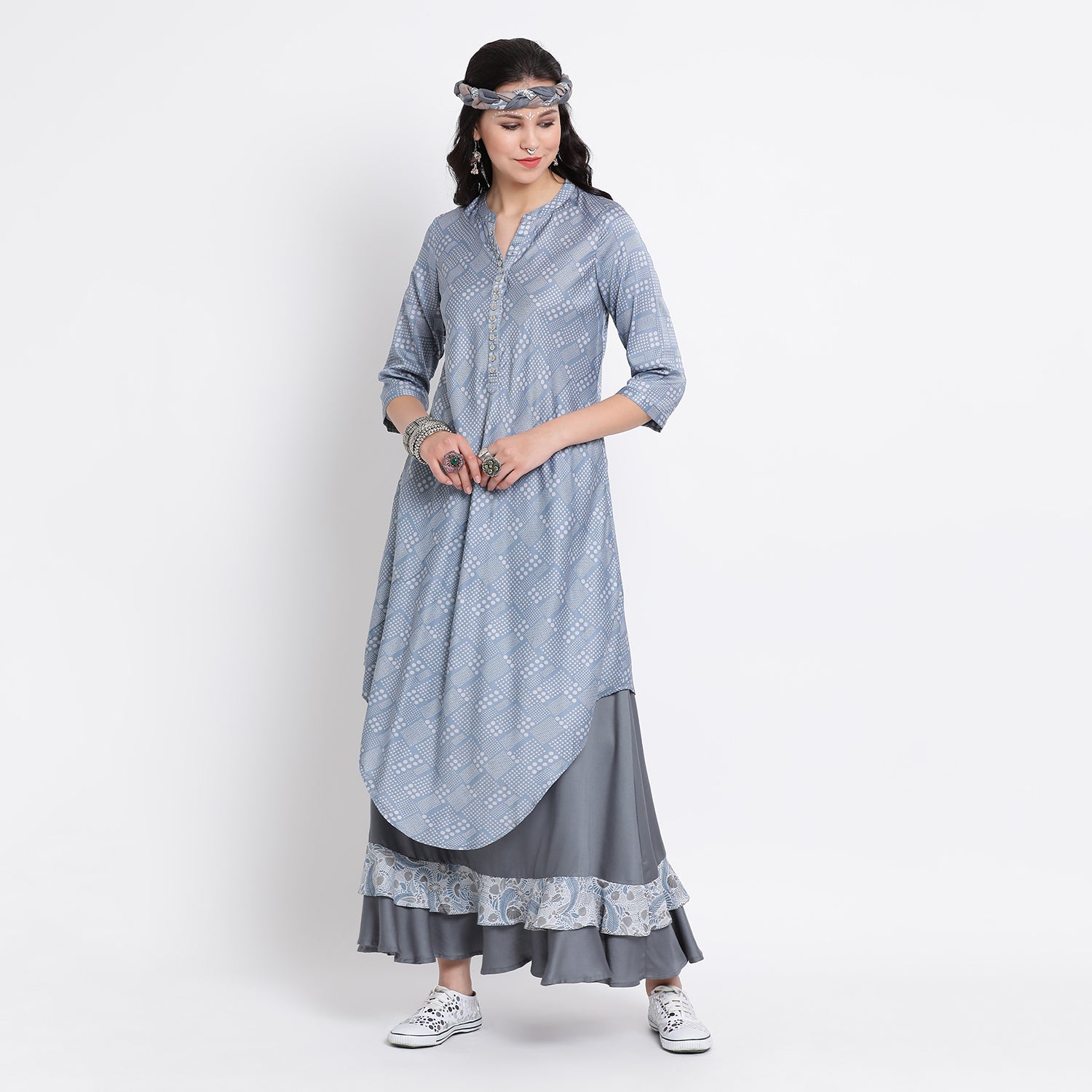 Buy Sky Blue Printed Tunics for Women