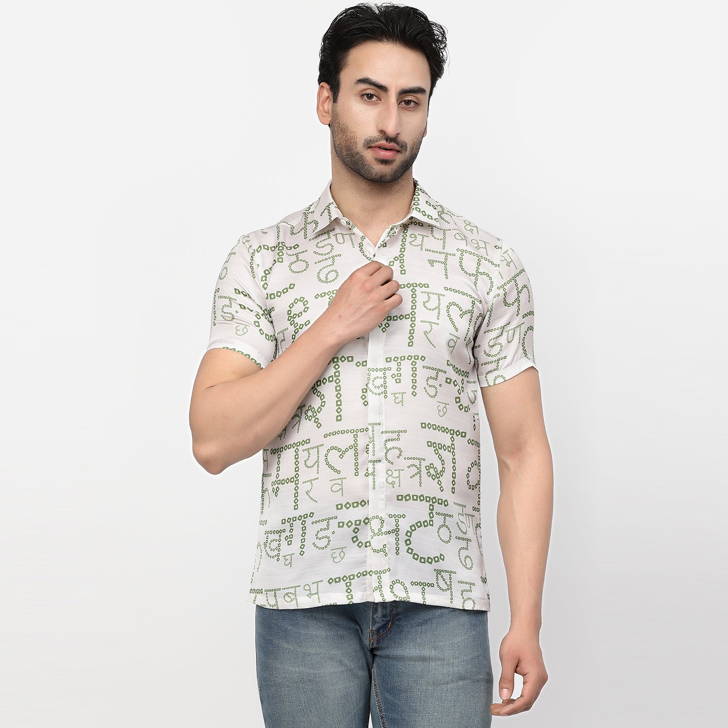 Satin Bandhni Alphabet Shirt, shirts for men, men shirts, designer shirts, stylish shirts, shirt design