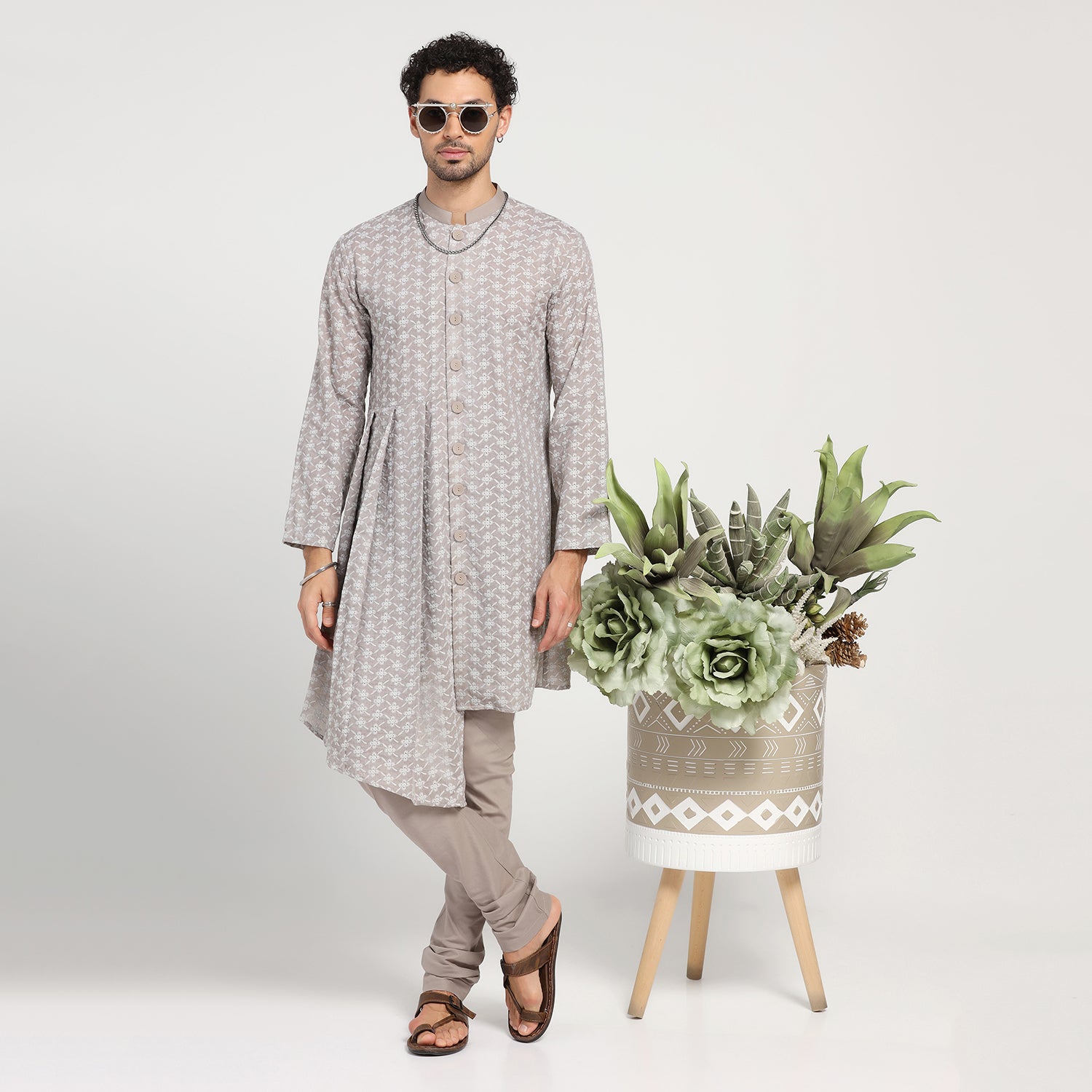 Taupe Chudidaar for Wear with Long Kurta-5
