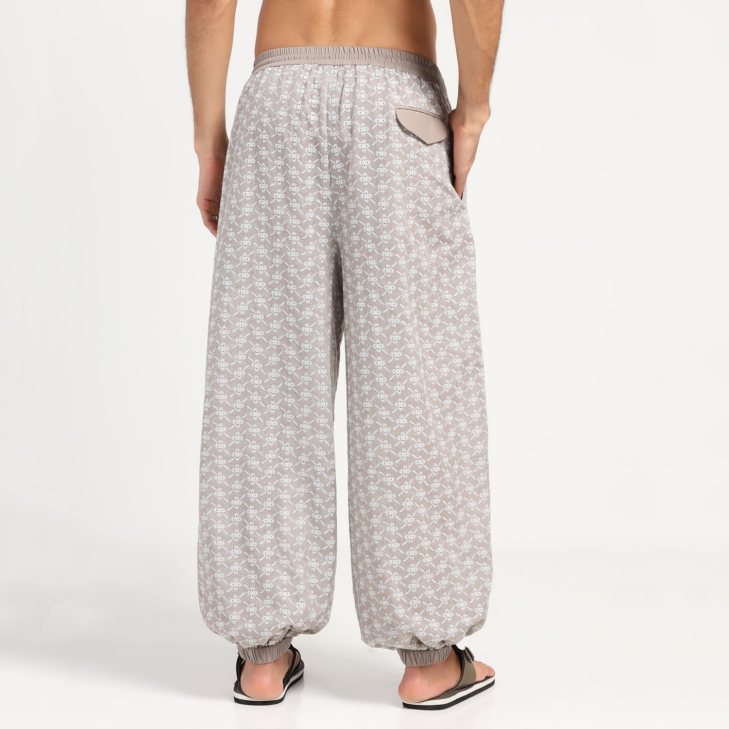 Taupe Elastic Schiffle Pant