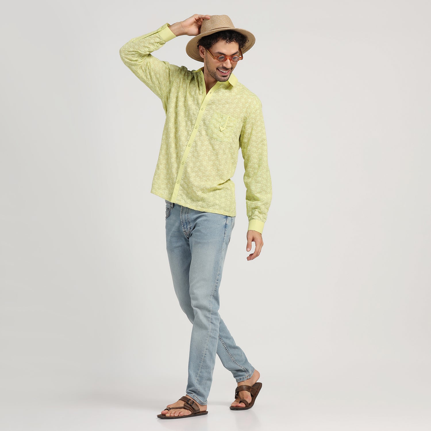 Lime Green Schiffle Shirt