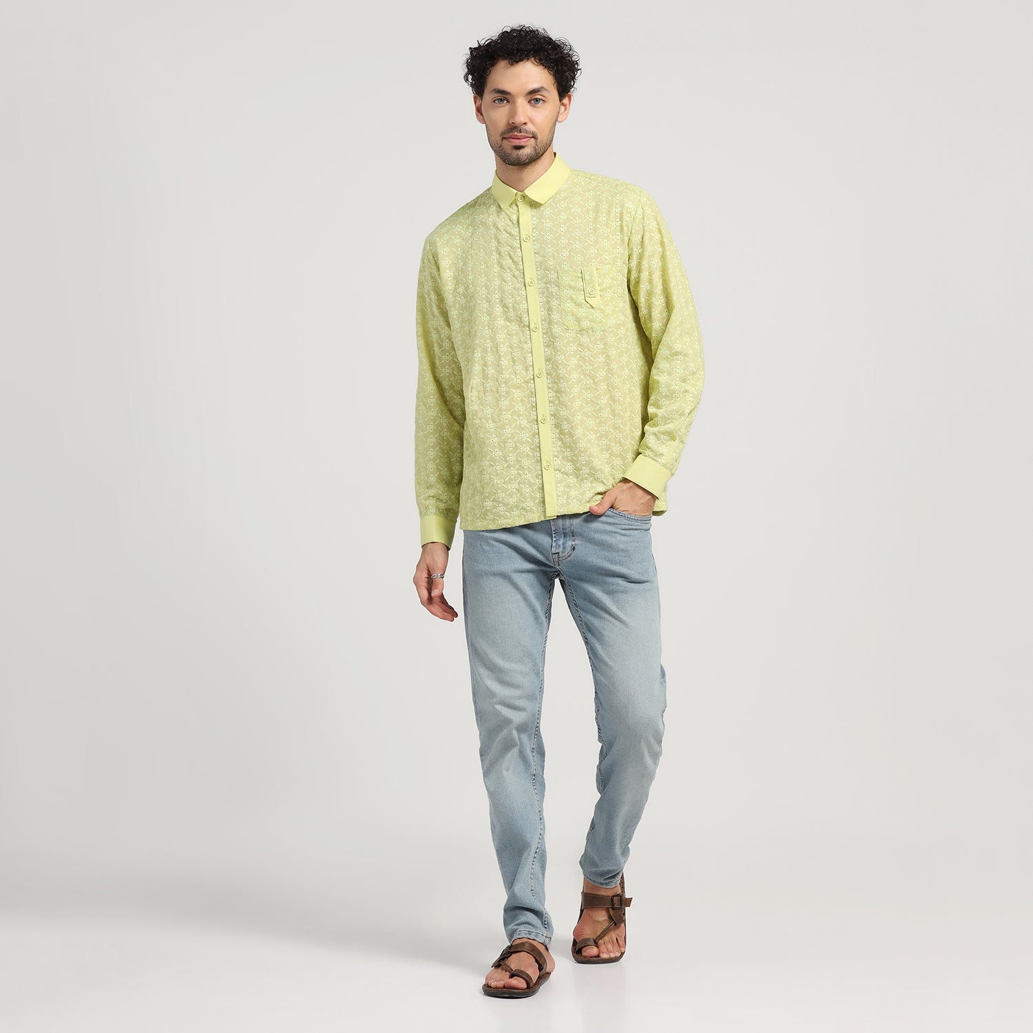 Lime Green Schiffle Shirt