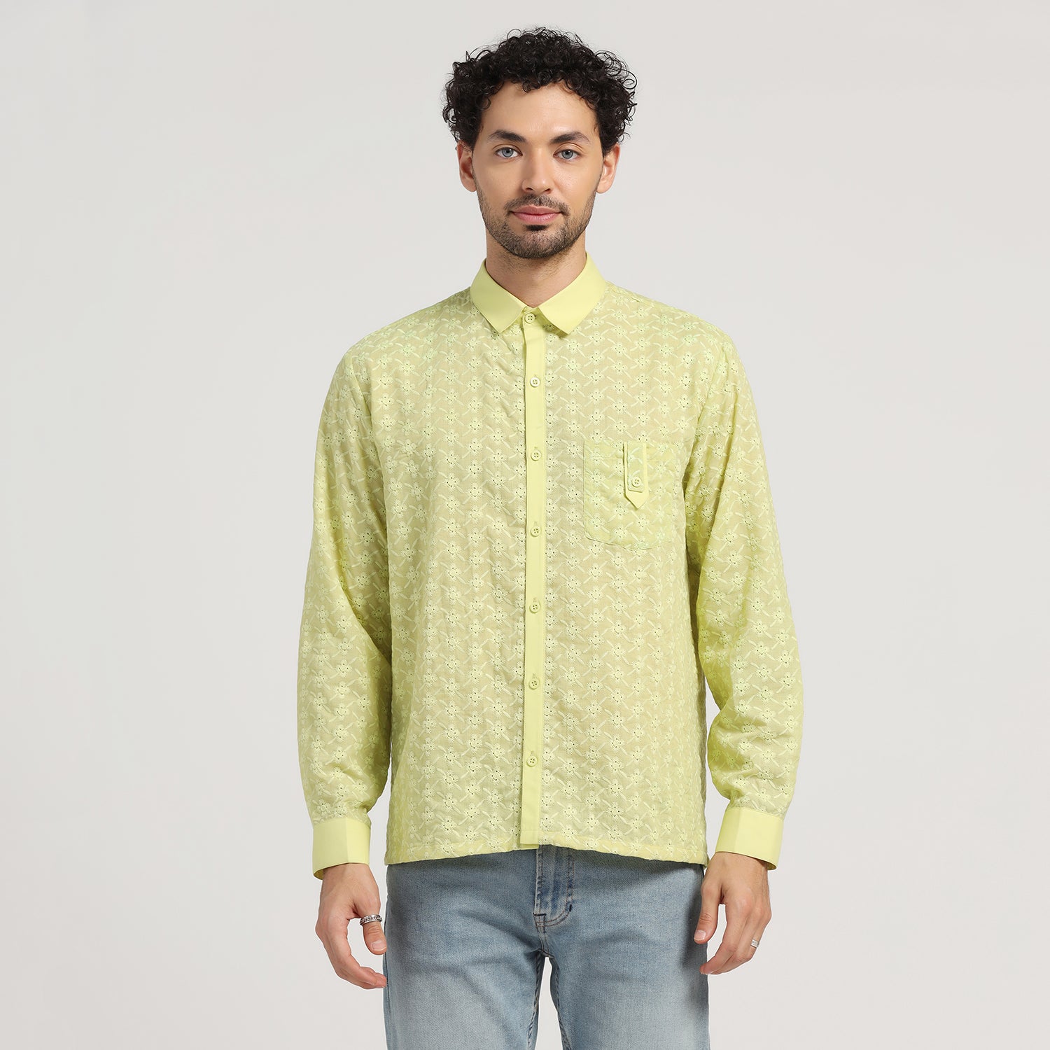 Lime Green Schiffle Shirt