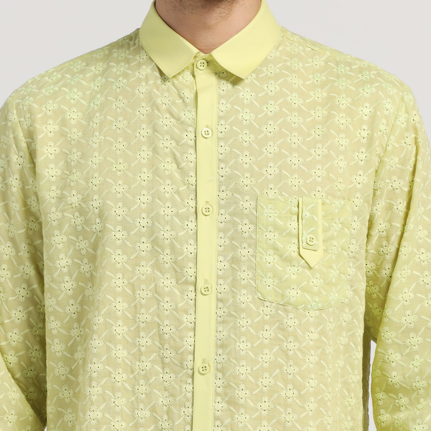 Lime Green Schiffle Shirt