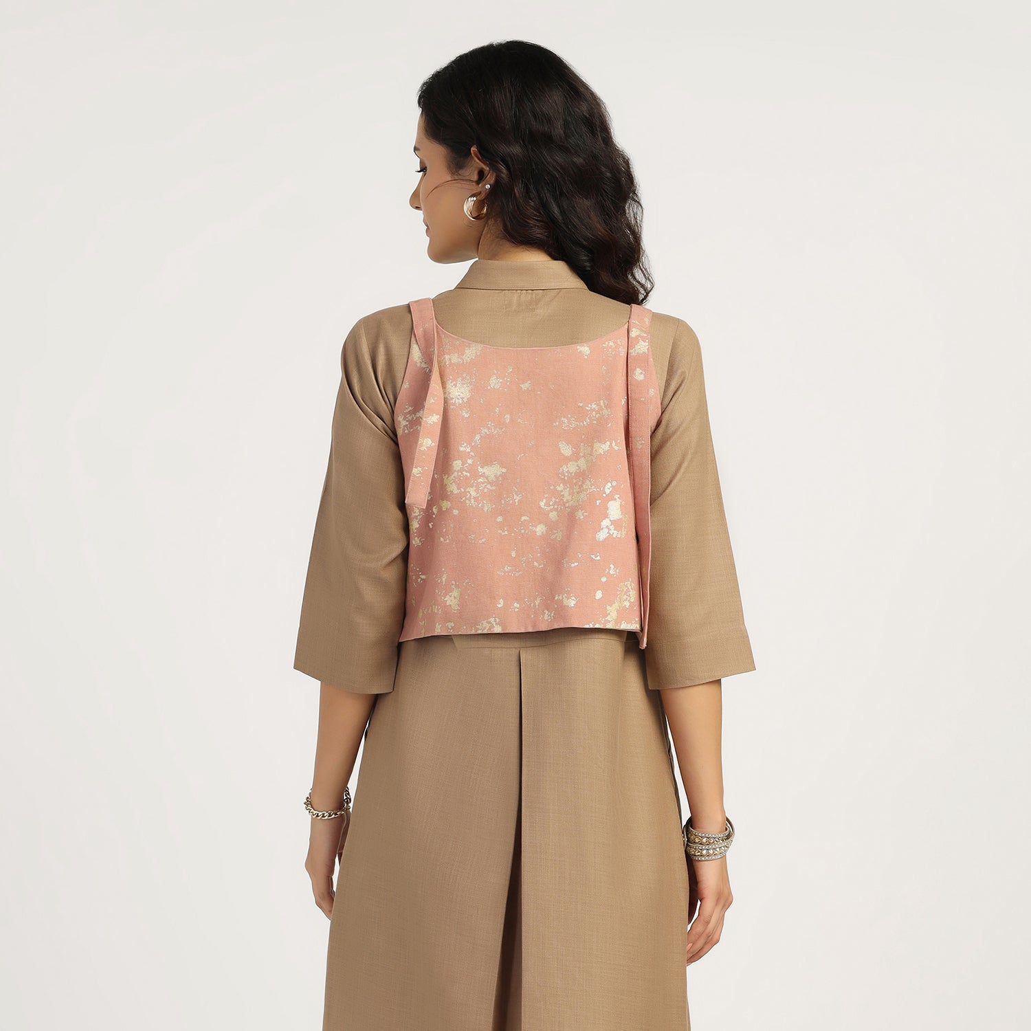 Peach Canvas Shrug with Gold Foil