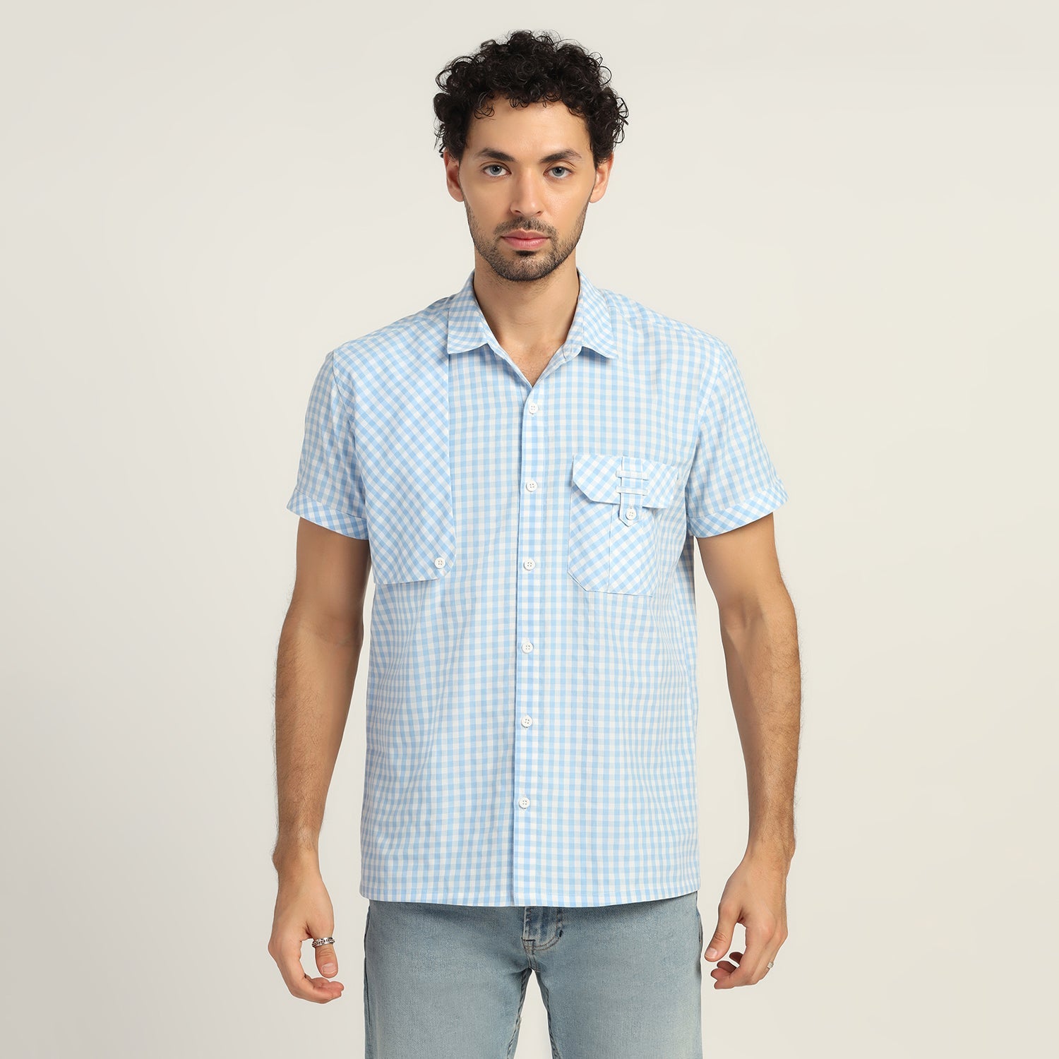 Blue Check Patch Shirt