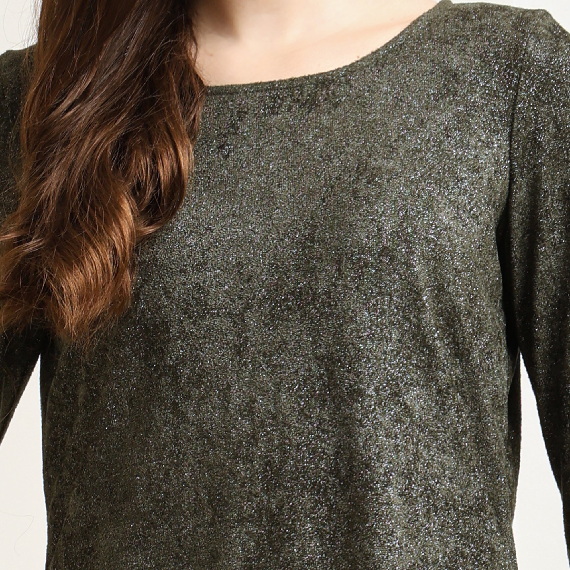 Green Double Layered Velvet Shimmer Top