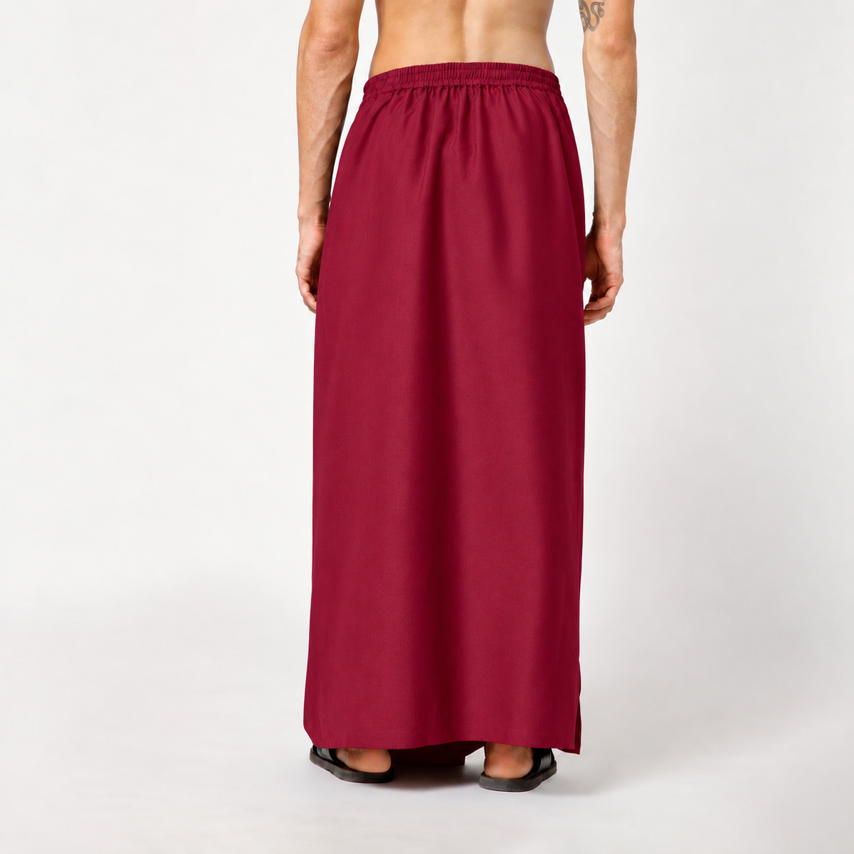 Prune Silk Dhoti With Elasticated Waistband