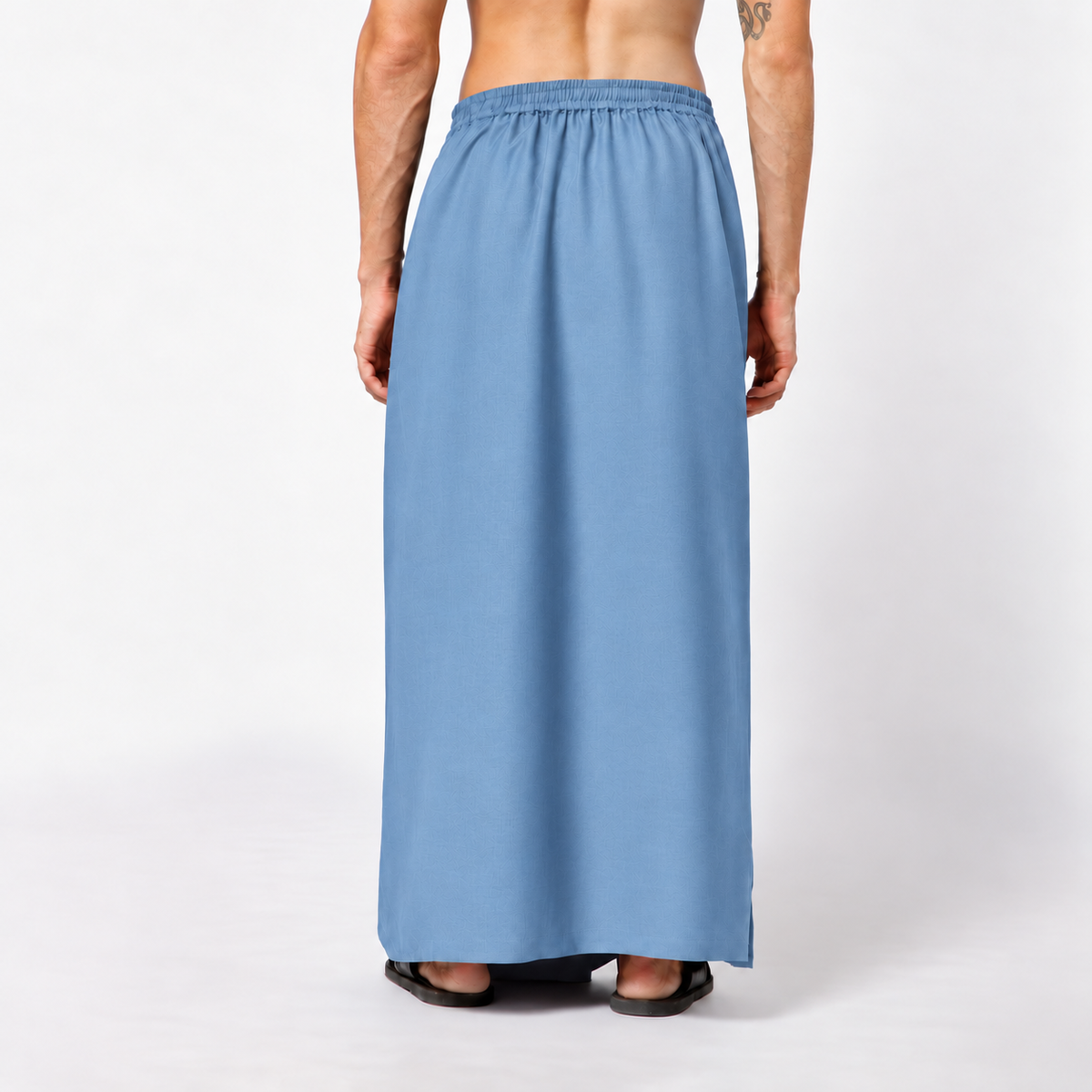 Blue Silk Dhoti With Elasticated Waistband