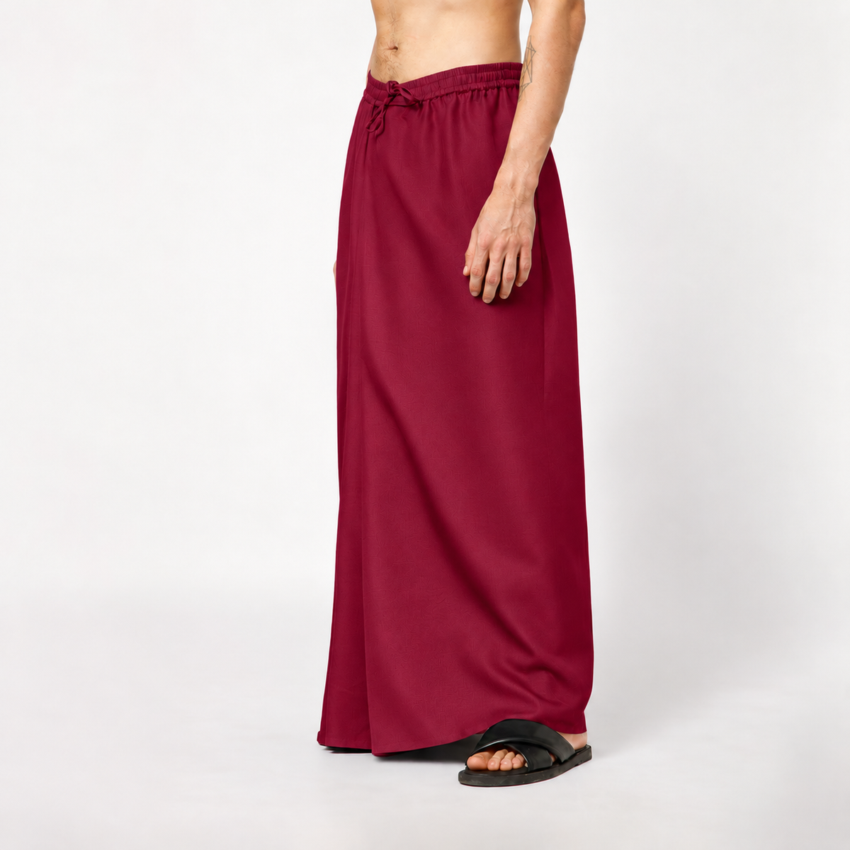 Prune Silk Dhoti With Elasticated Waistband