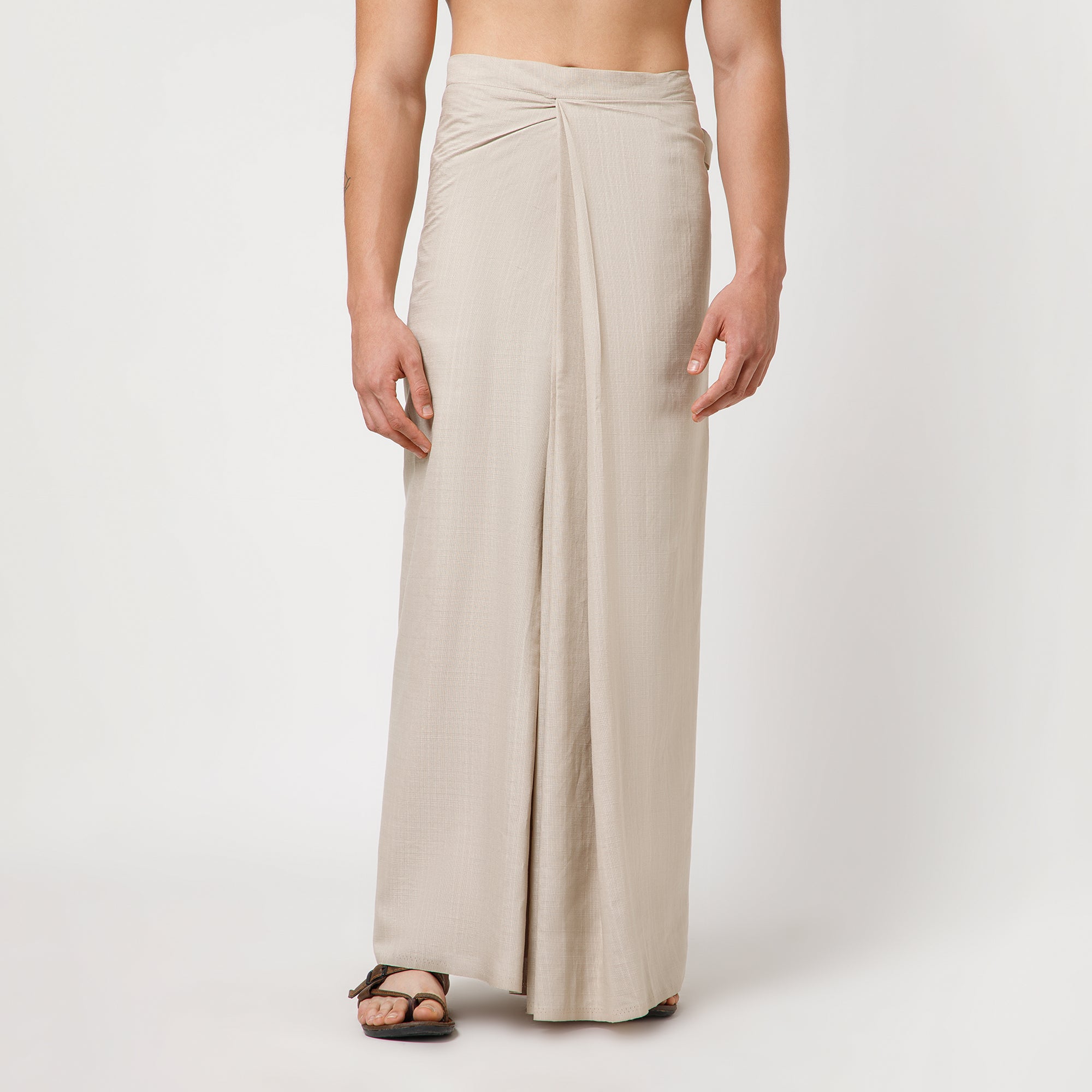 Beige Silk Dhoti