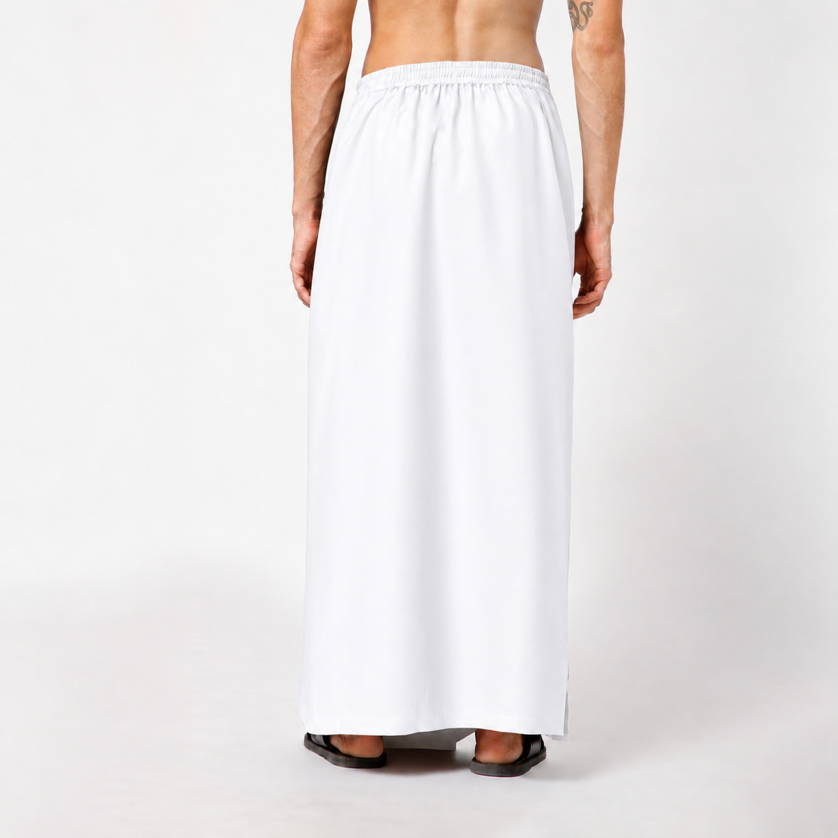 White Cotton Dhoti With Elasticated Waistband