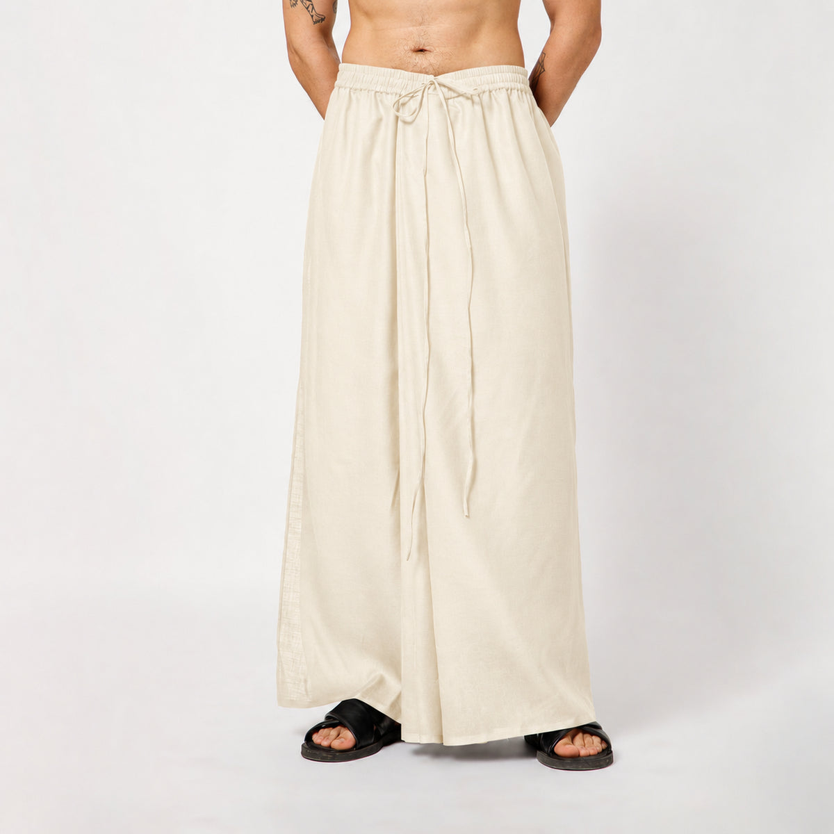 Off White Dhoti With Elasticated Waistband