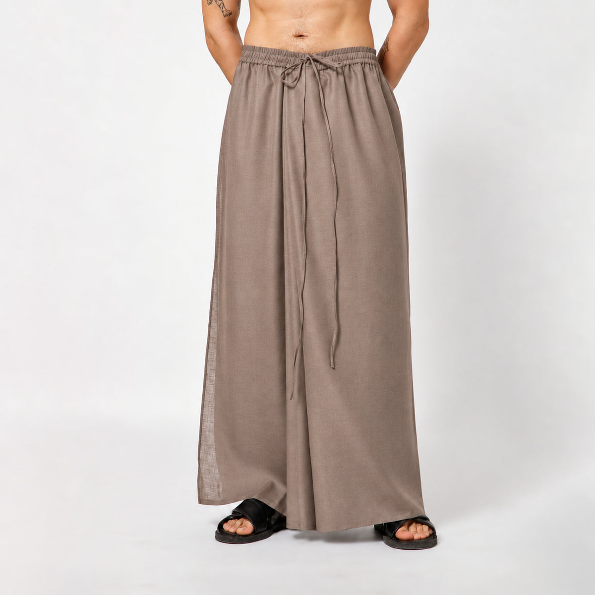 Brown Dhoti With Elasticated Waistband