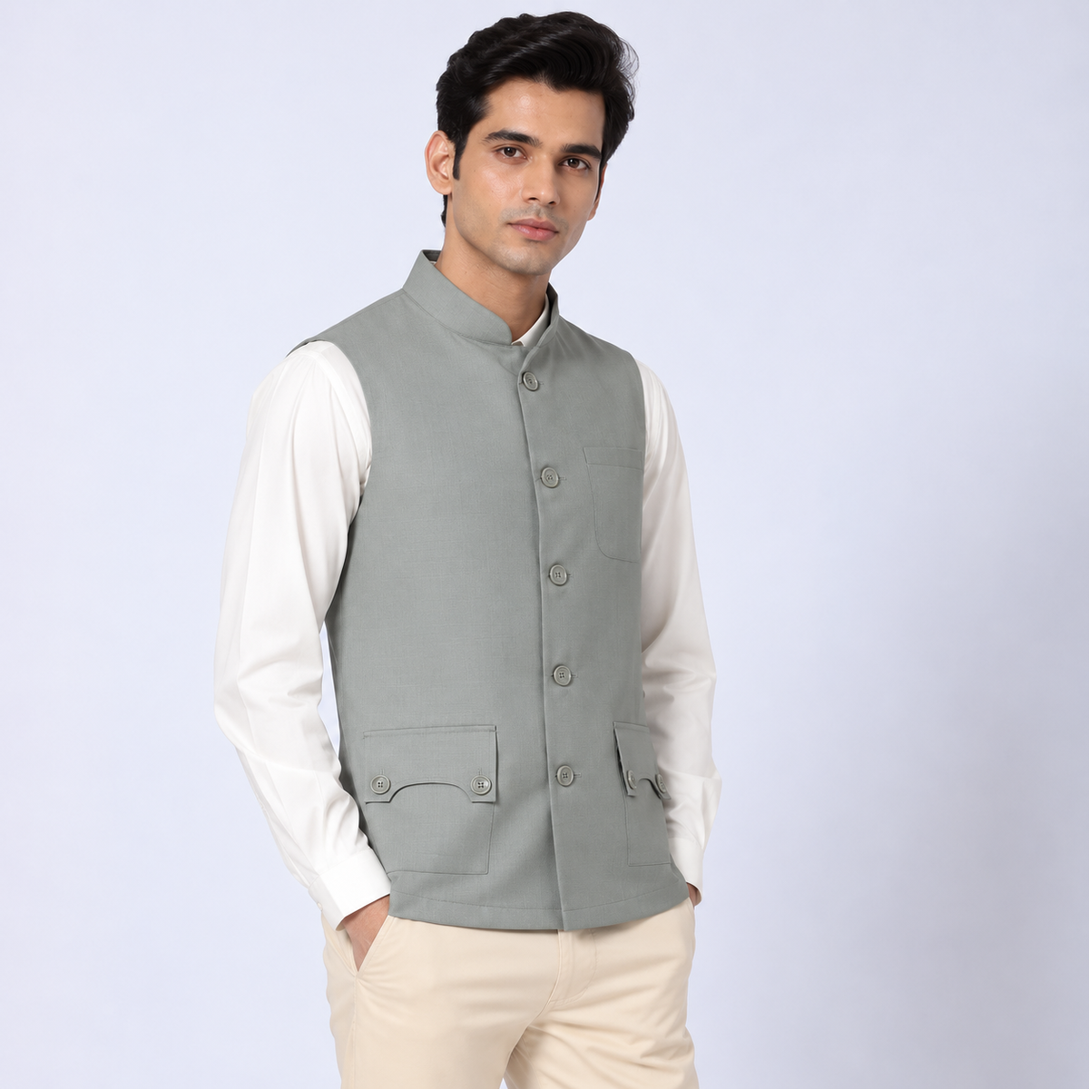 Light Green Shaket Without Sleeve