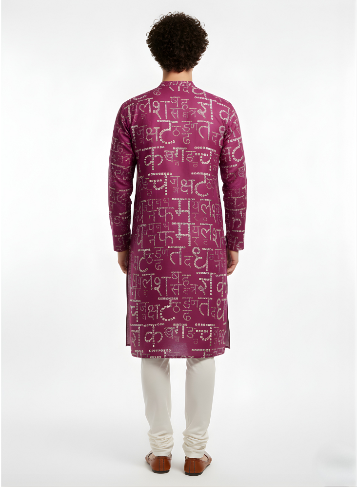 Purple Hindi Bandhni Satin Kurta