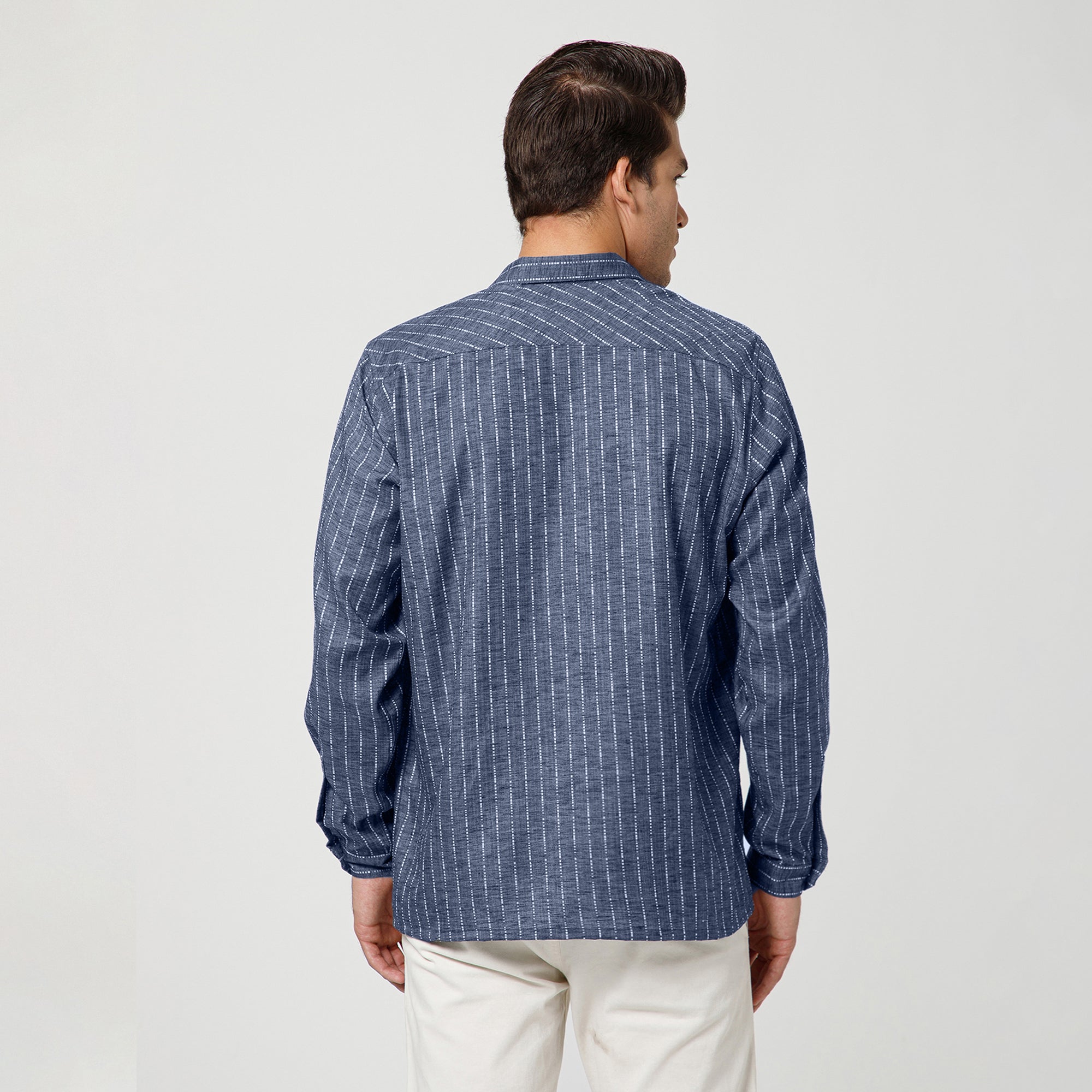 Blue Light Denim Line Shirt With Full Sleeve